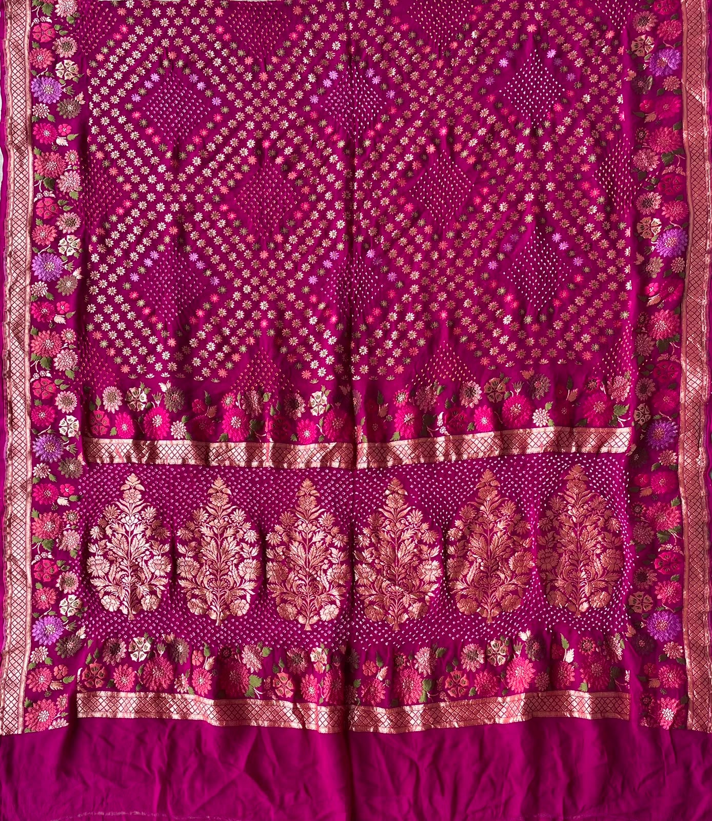 Chitra - Magenta Tilfi Meenakari Bandhani Dupatta