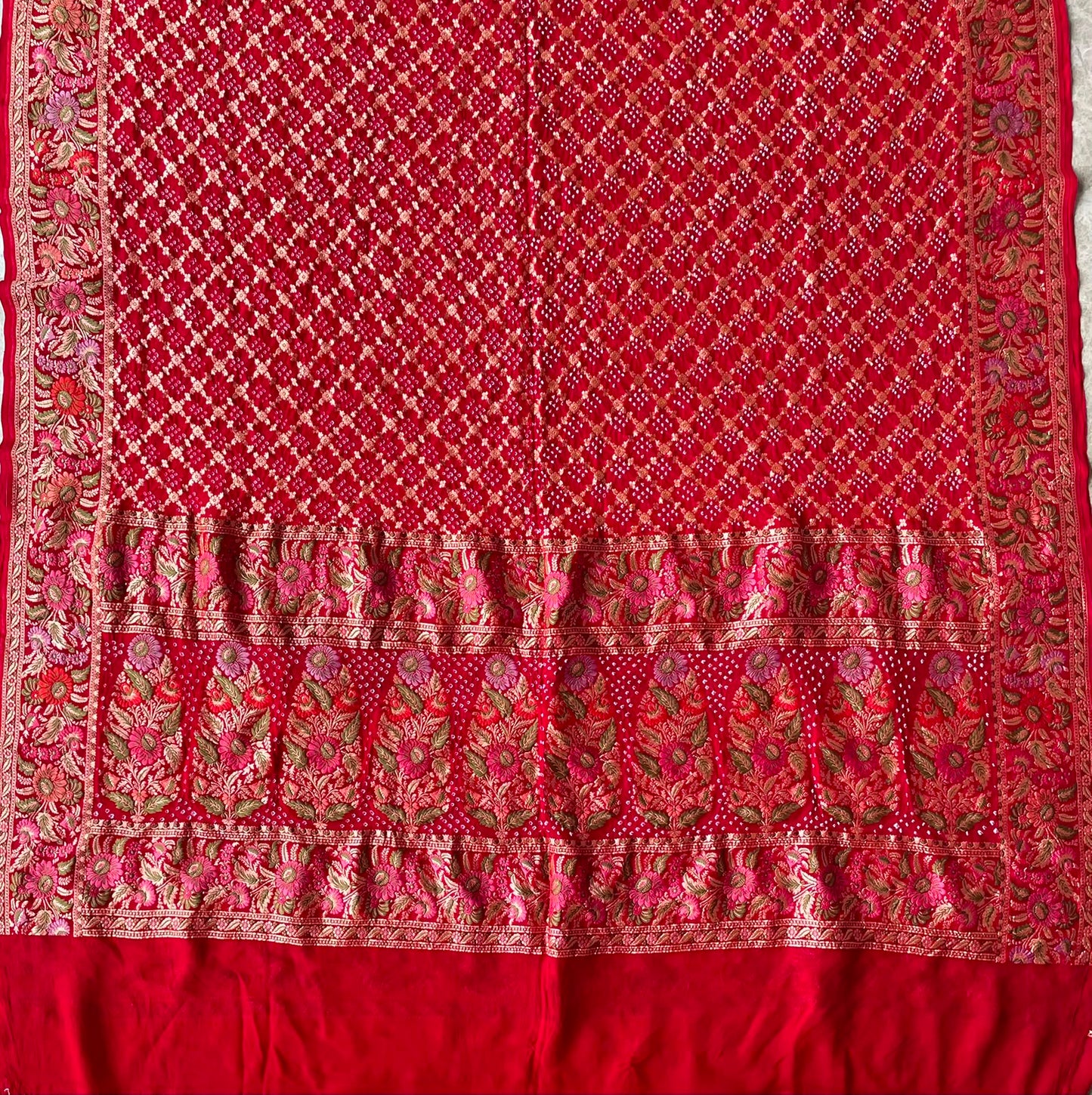 Poorvi - Red Tilfi Meenakari Bandhani Dupatta