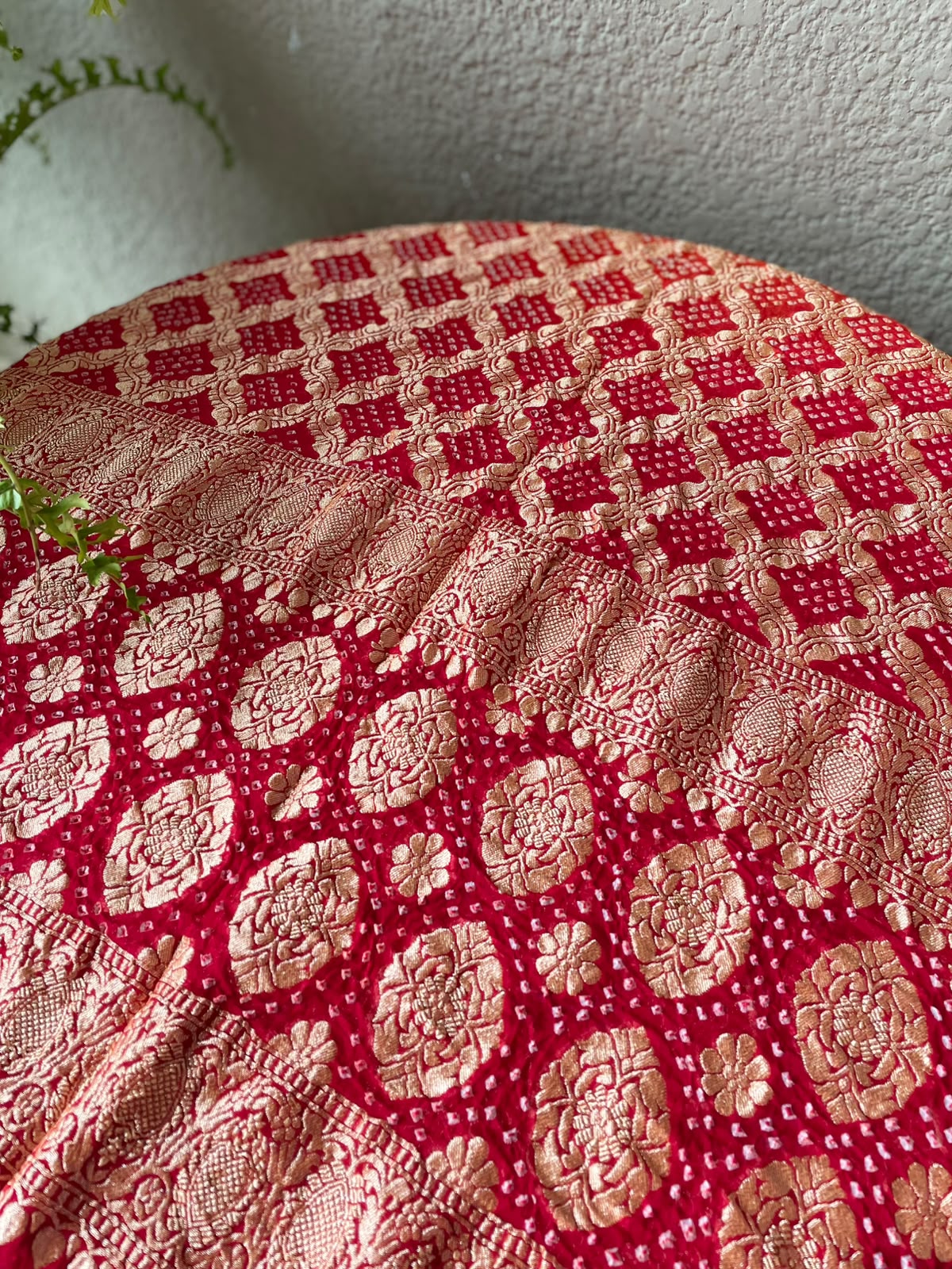 Hoor - Red & Orange Bandhani Banarasi Dupatta
