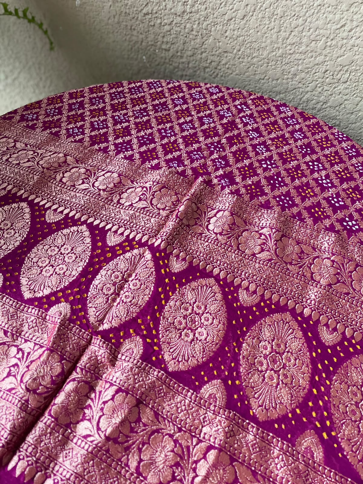Bhavna - Magenta Bandhani Banarasi Dupatta