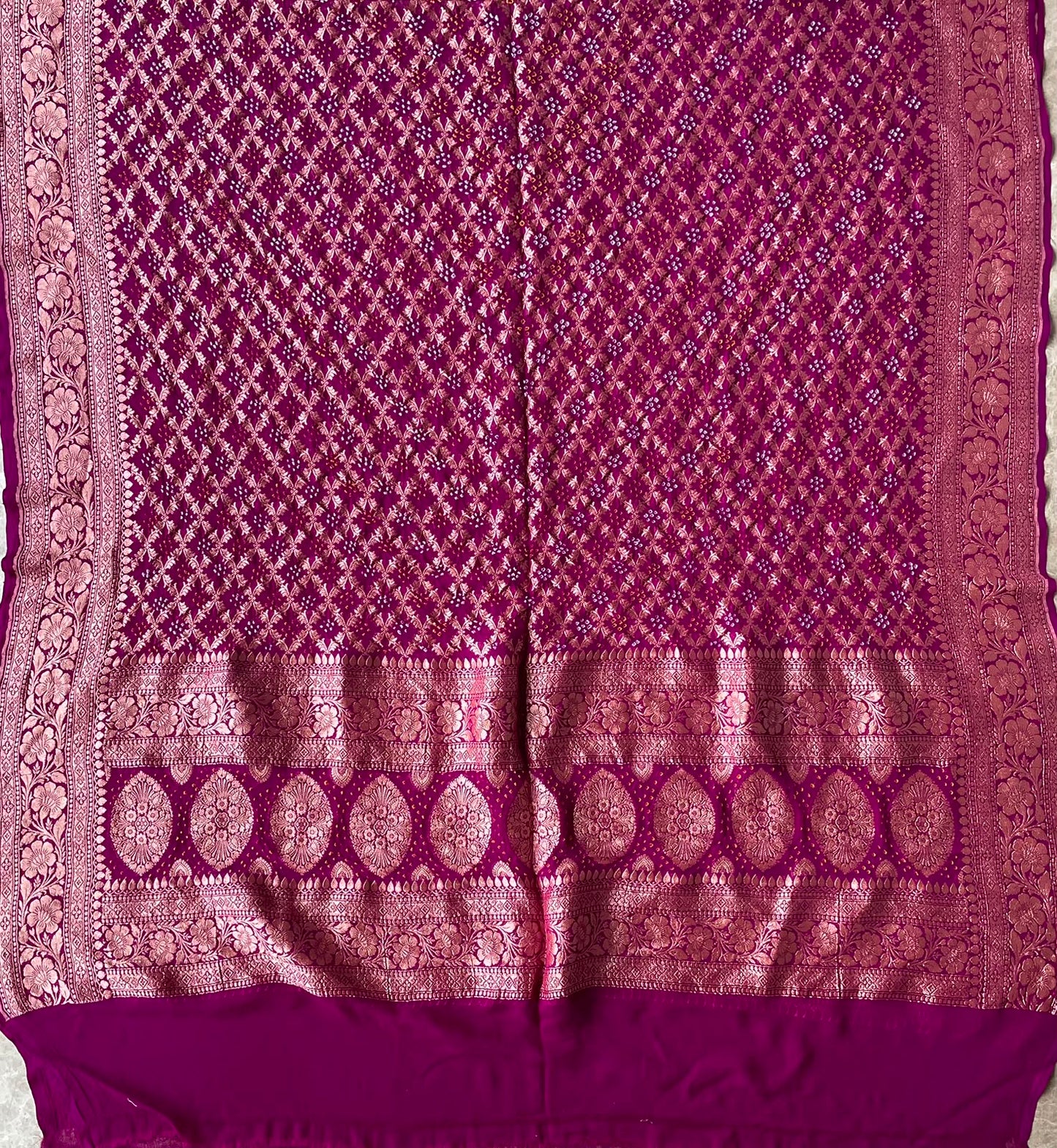Bhavna - Magenta Bandhani Banarasi Dupatta