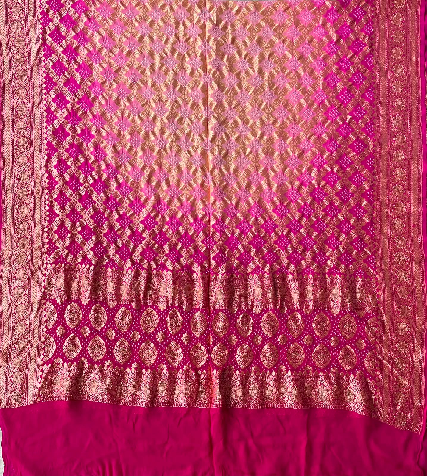 Kirti - Pink & Peach Bandhani Banarasi Dupatta