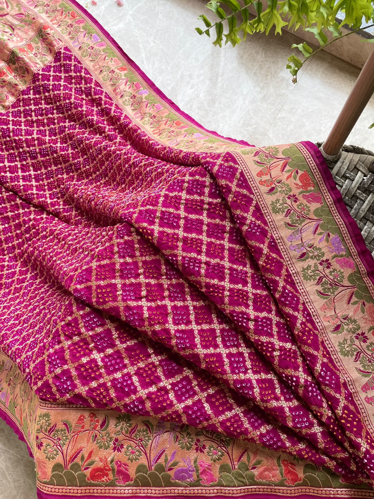 Mohini - Magenta Tilfi Meenakari Bandhani Saree