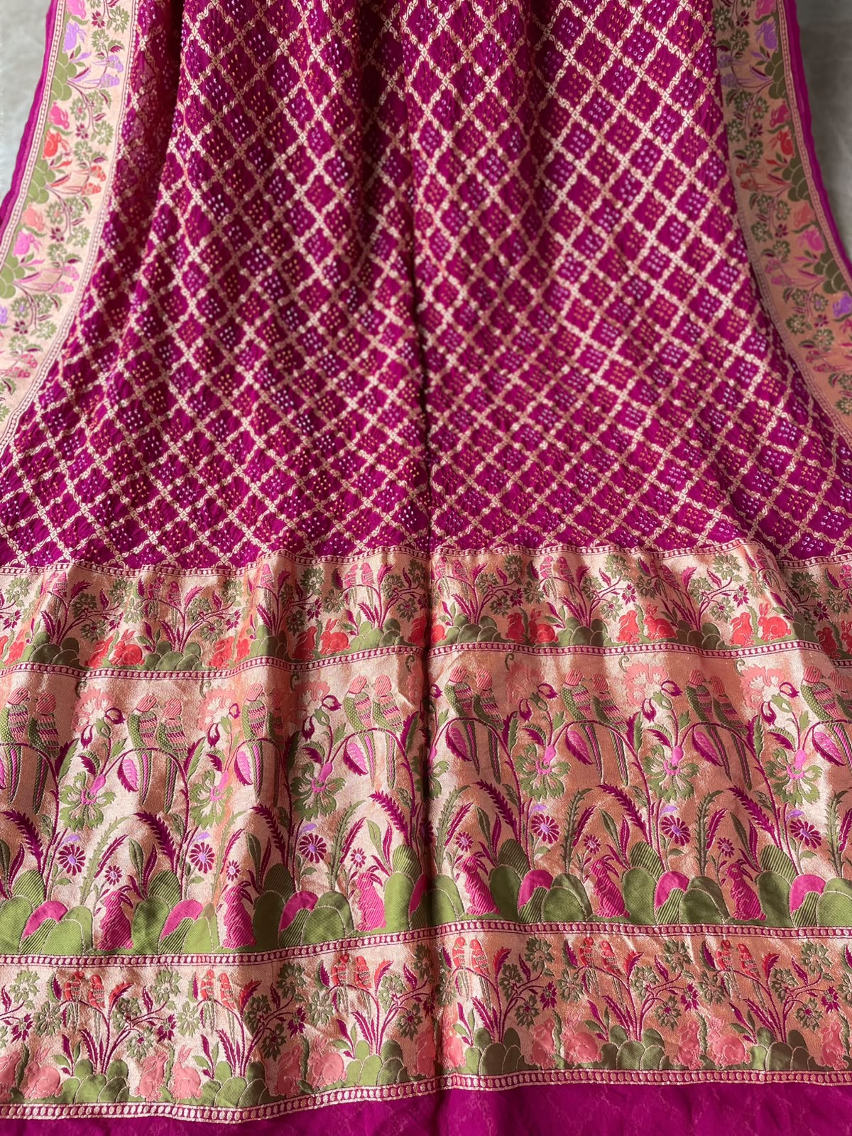 Mohini - Magenta Tilfi Meenakari Bandhani Saree