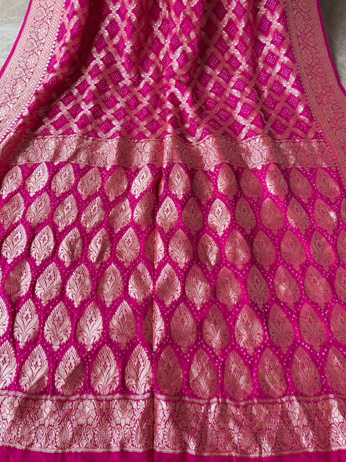 Sadhana - Pink Bandhani Banarasi Saree