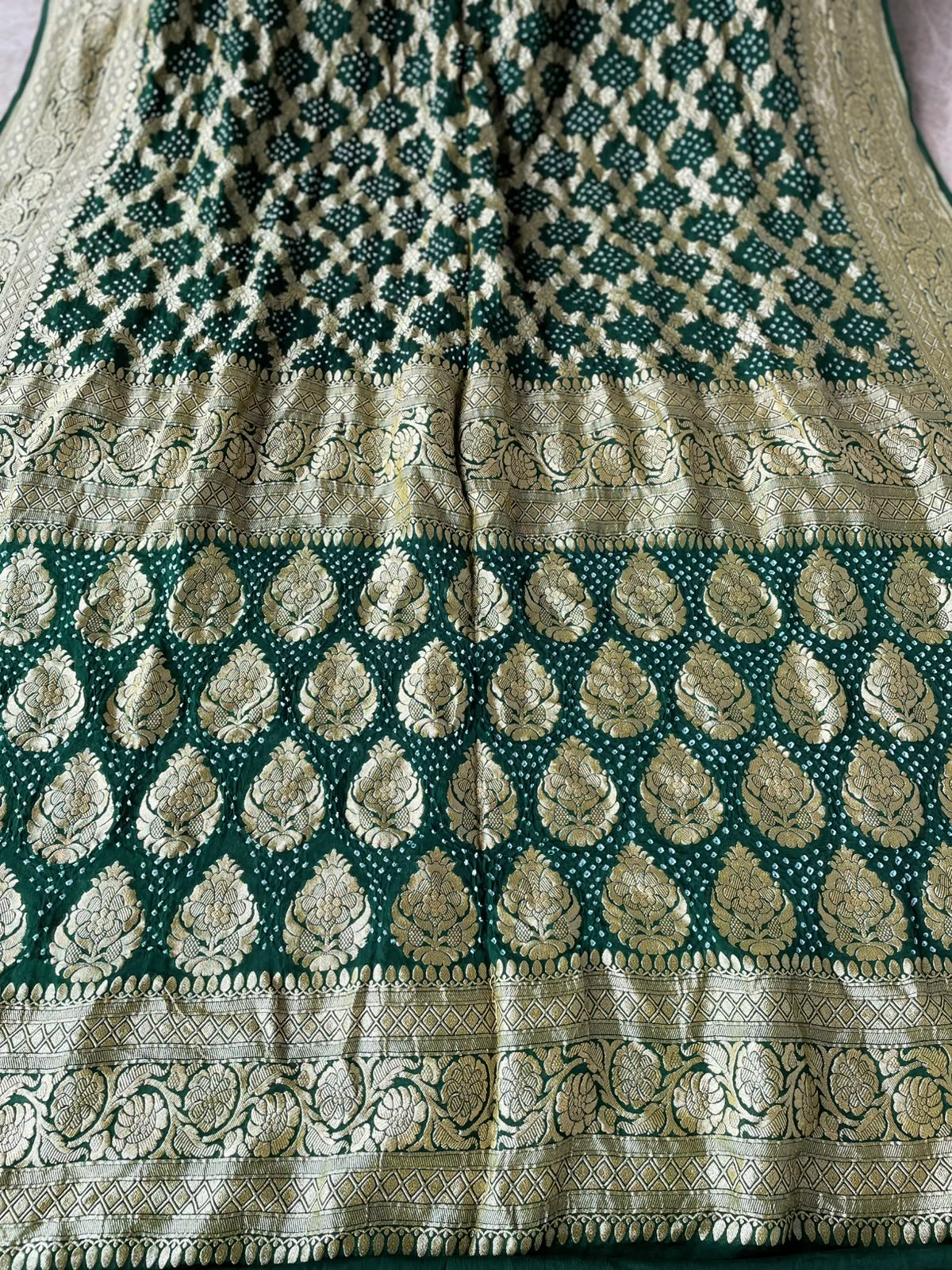 Mishka - Green Bandhani Banarasi Saree