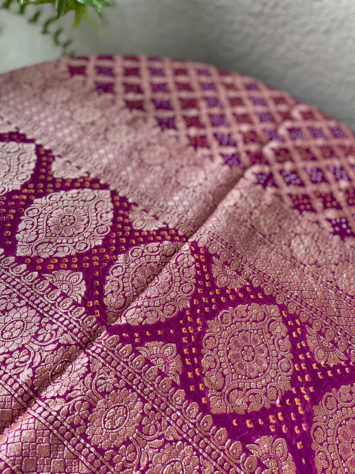 Jalsa - Magenta Bandhani Banarasi Dupatta
