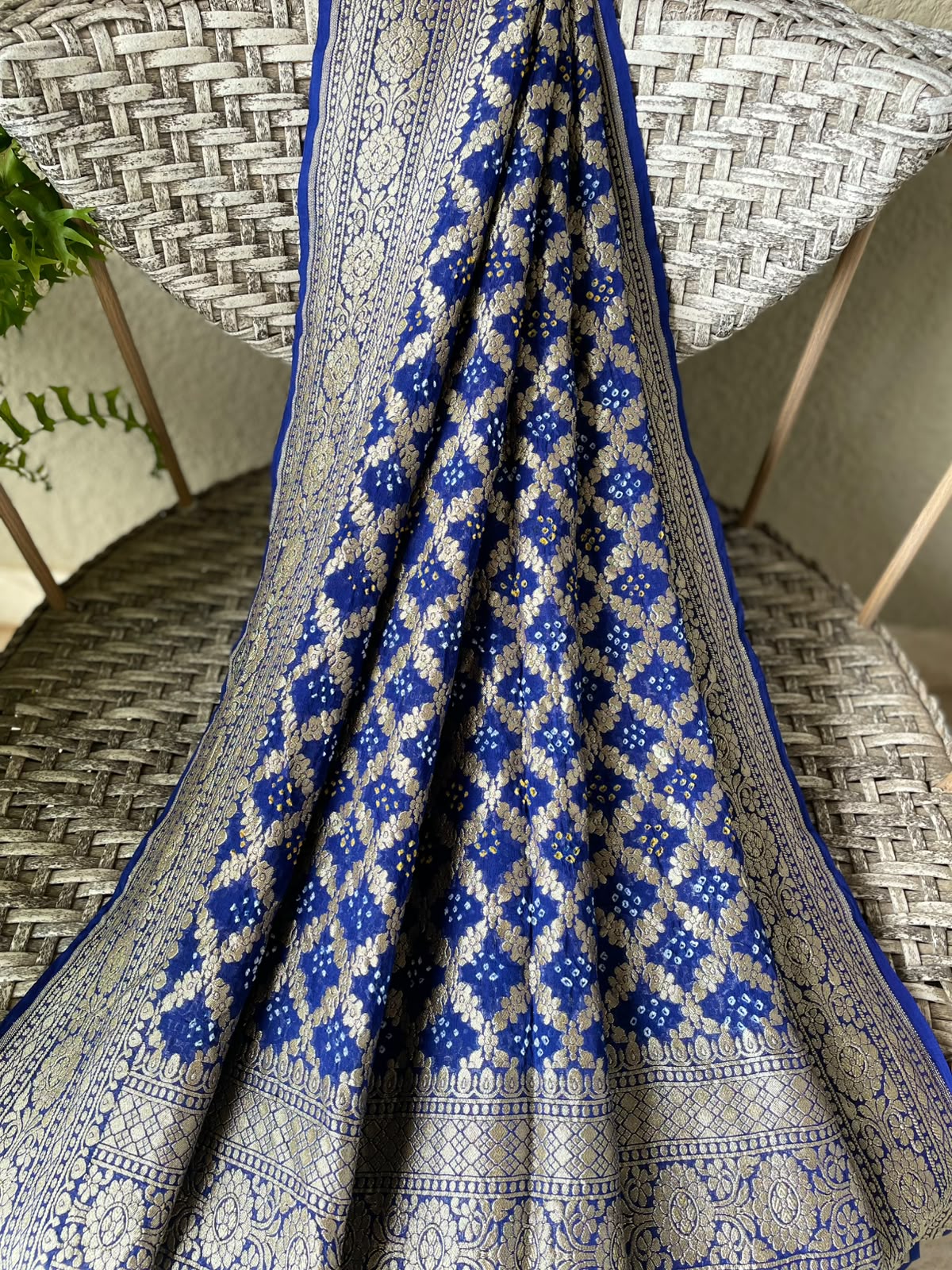 Adrija - Blue Bandhani Banarasi Dupatta