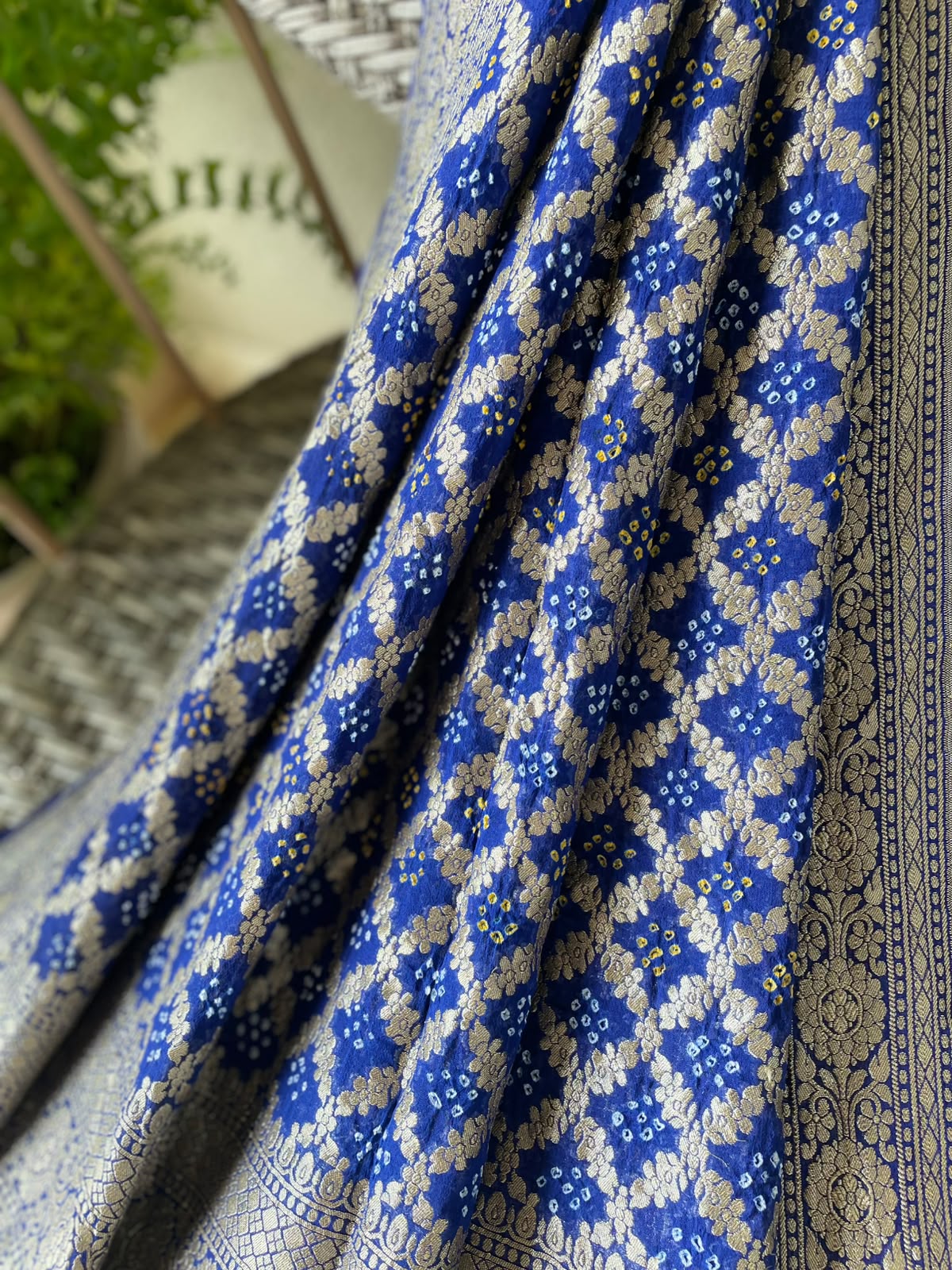 Adrija - Blue Bandhani Banarasi Dupatta