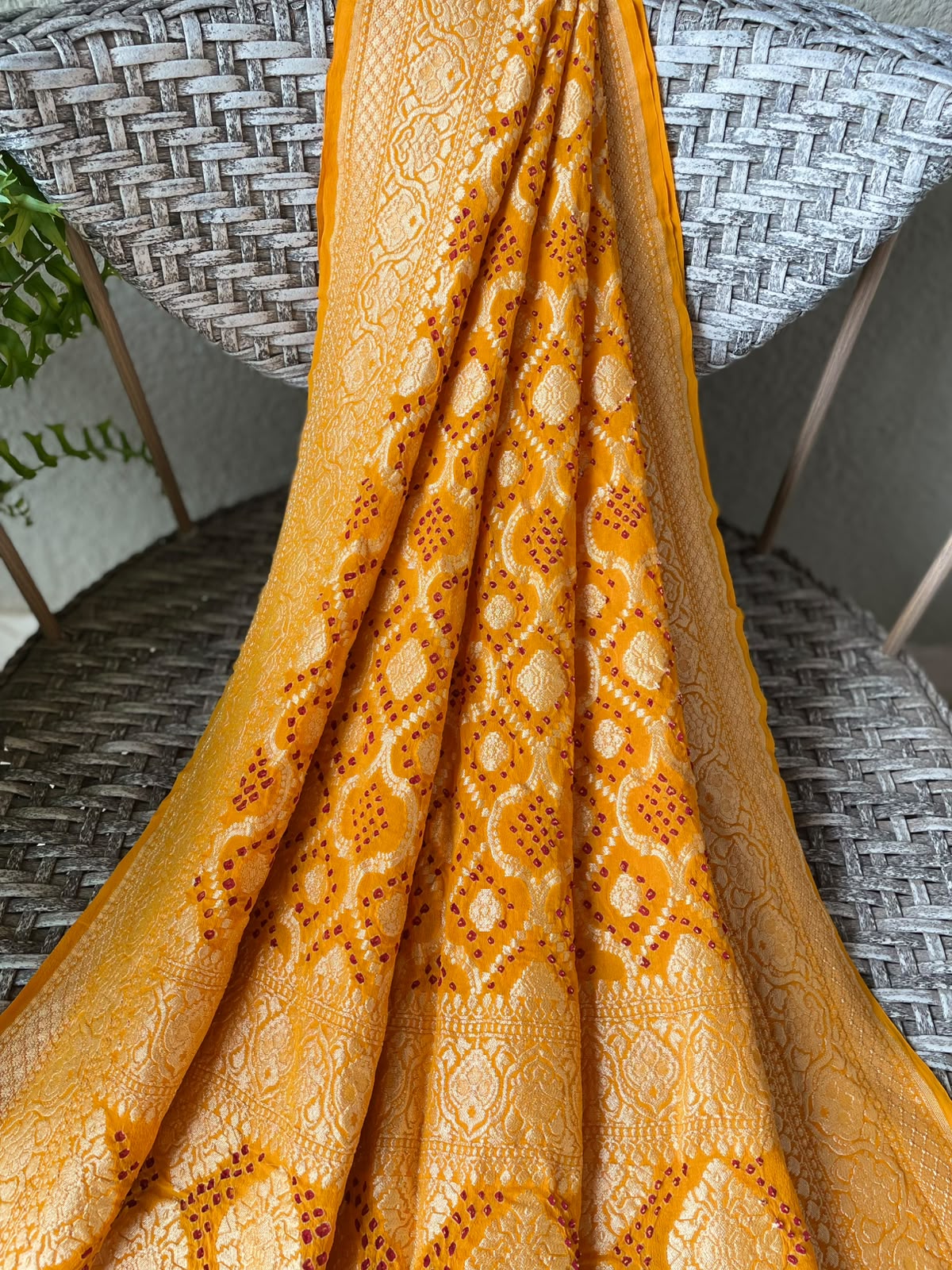 Jugni - Yellow Bandhani Banarasi Dupatta