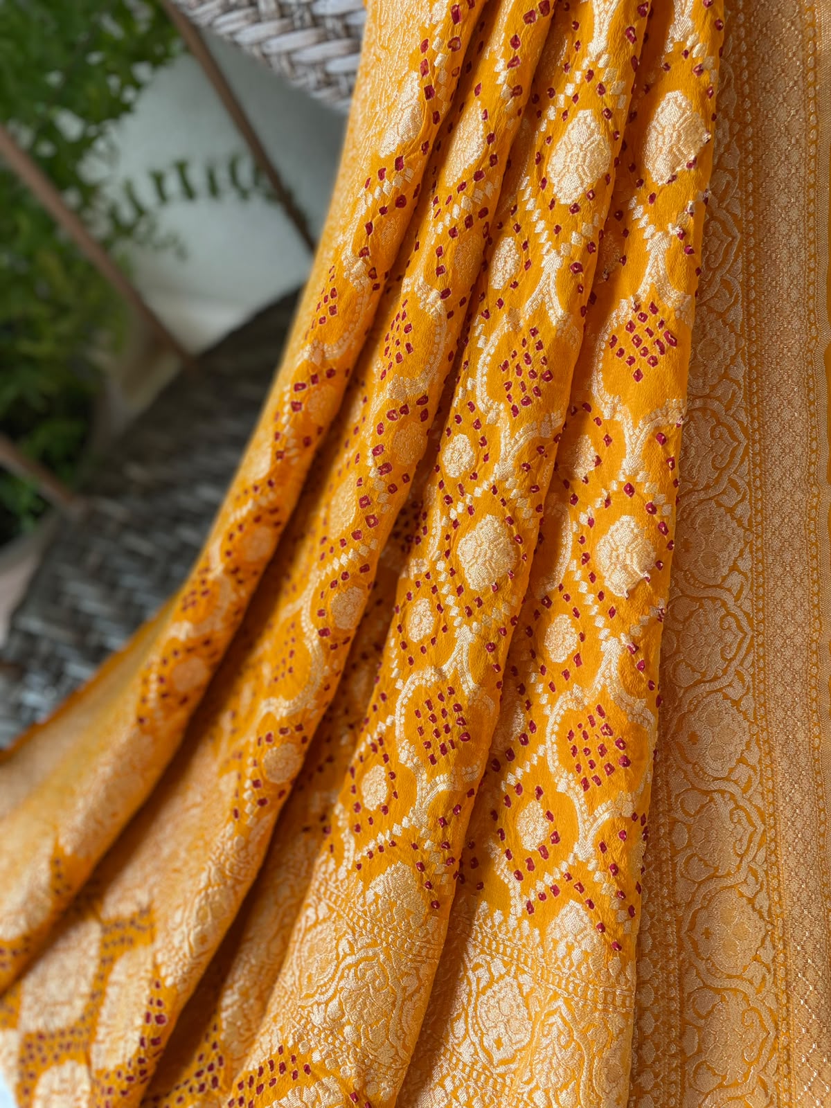 Jugni - Yellow Bandhani Banarasi Dupatta