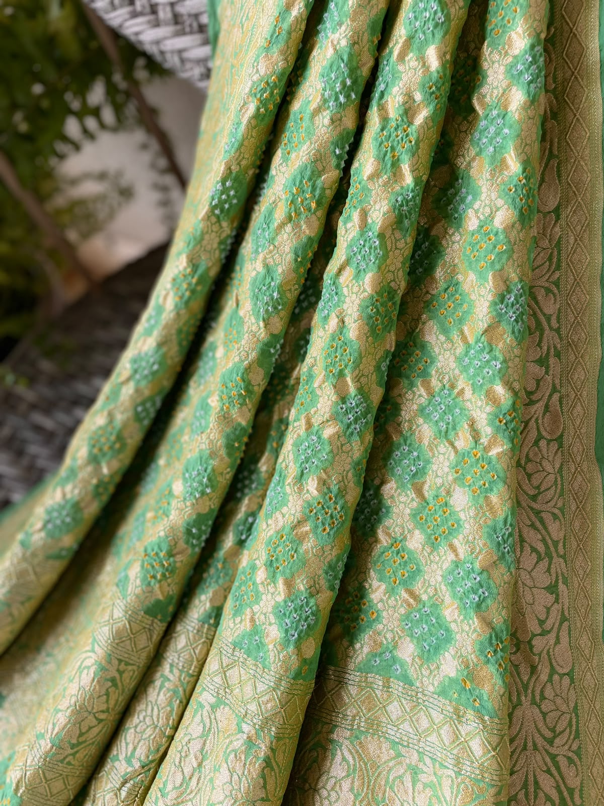 Gazal - Green Bandhani Banarasi Dupatta