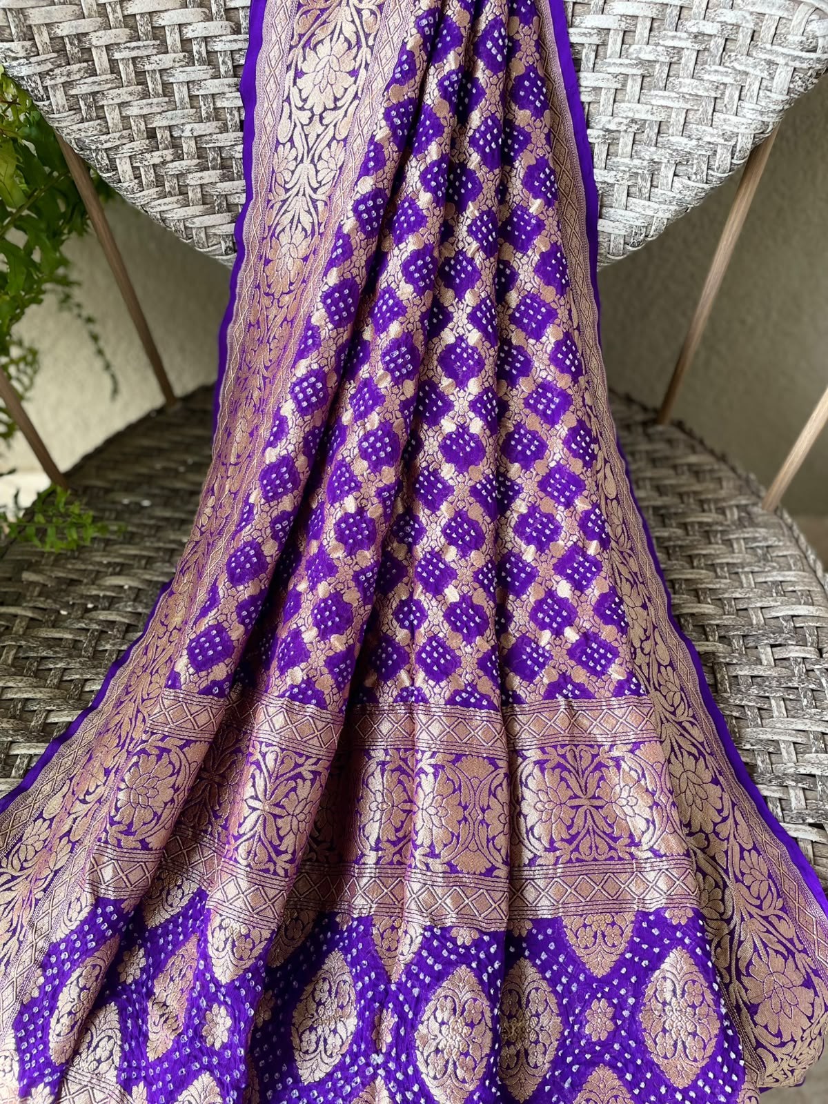 Joyita - Purple Bandhani Banarasi Dupatta