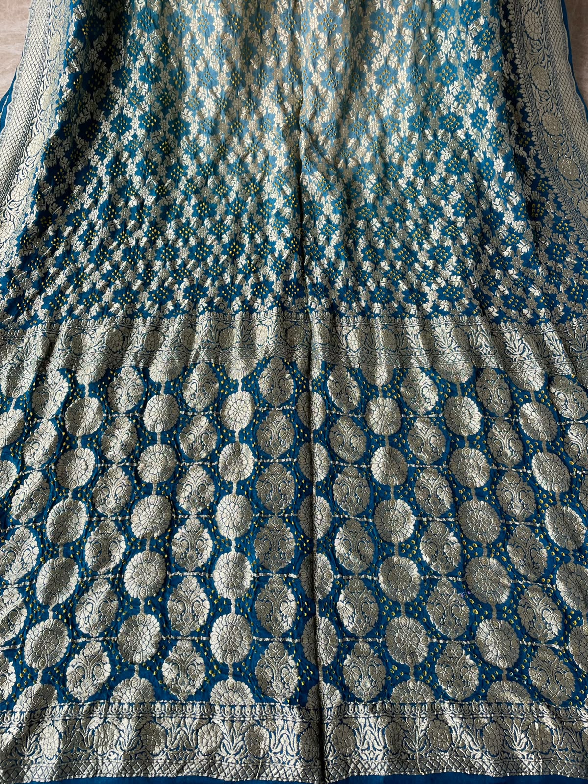 Vritika - Shaded Blue Bandhani Banarasi Saree
