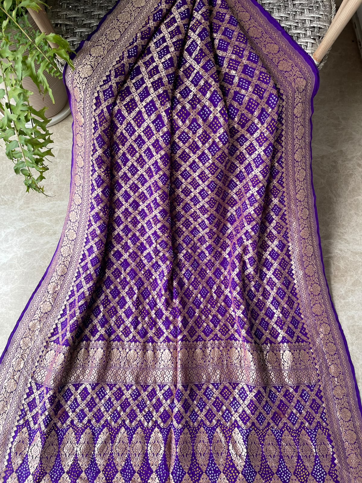 Aashna - Purple Bandhani Banarasi Saree