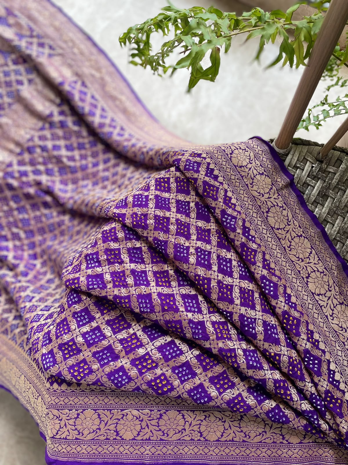 Aashna - Purple Bandhani Banarasi Saree