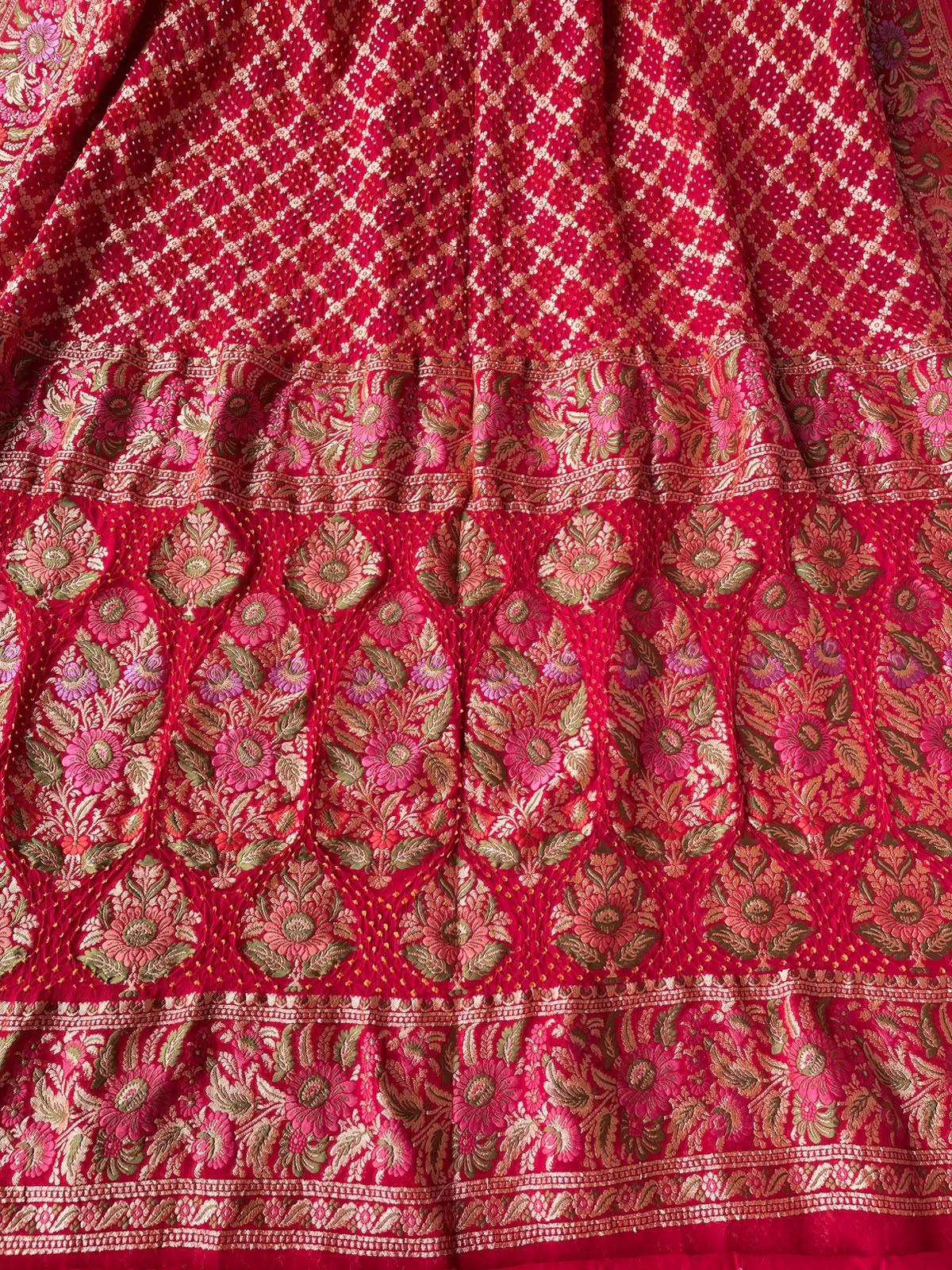 Shriya - Red Tilfi Meenakari Bandhani Saree