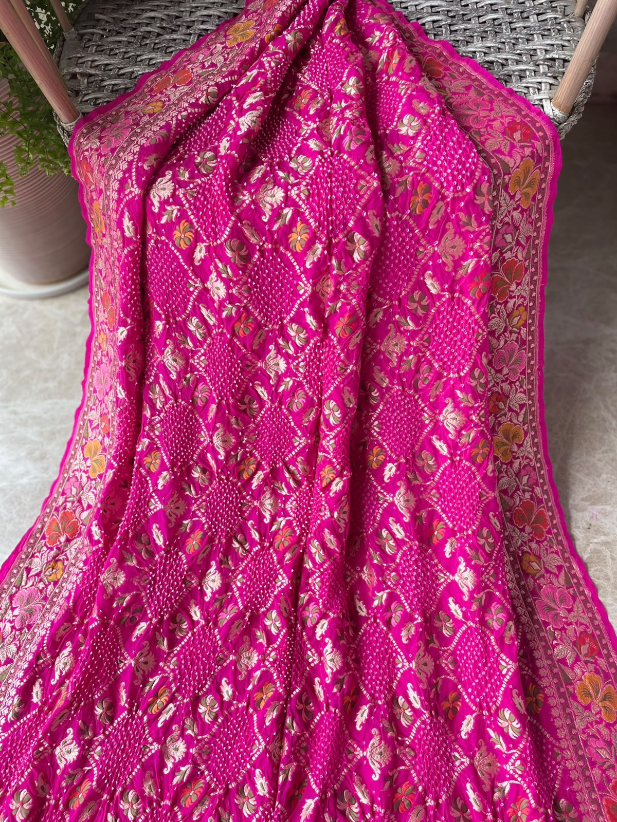 Sandhya - Pink Tilfi Meenakari Bandhani Saree