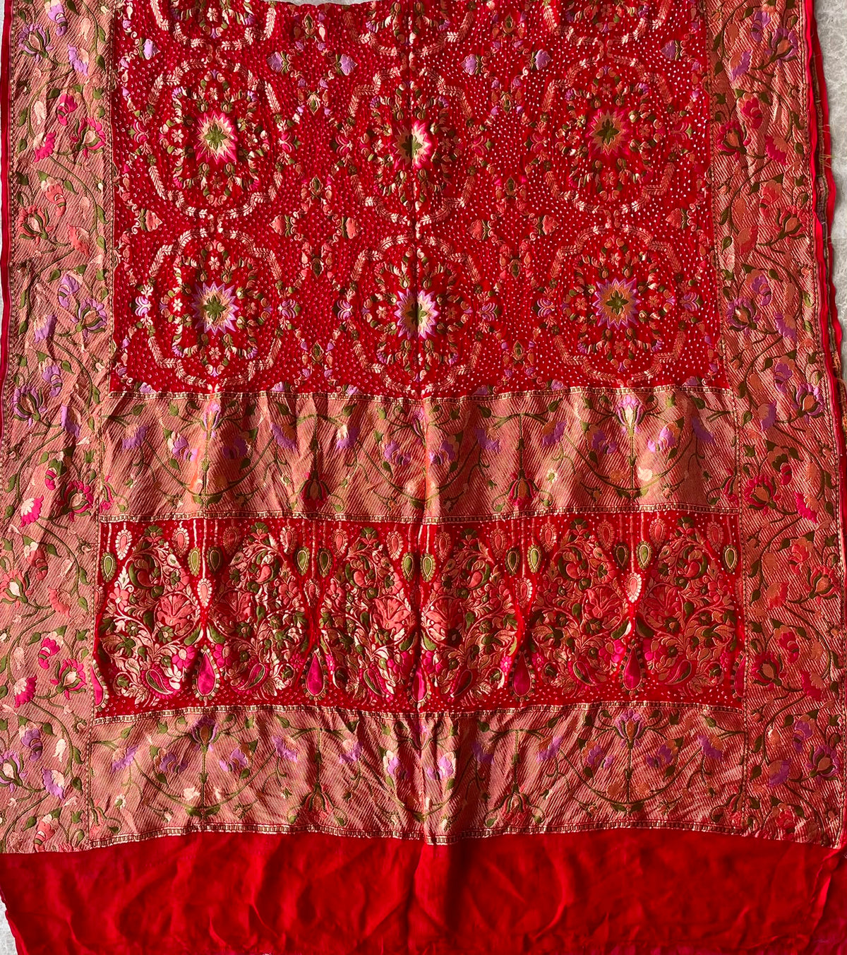 Poorvi - Red Tilfi Meenakari Bandhani Dupatta