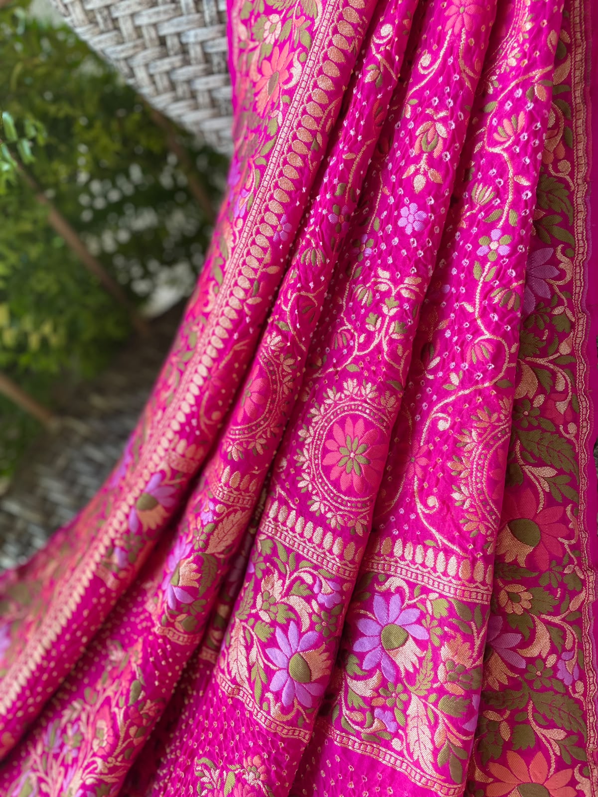 Hansika - Pink Tilfi Meenakari Bandhani Dupatta