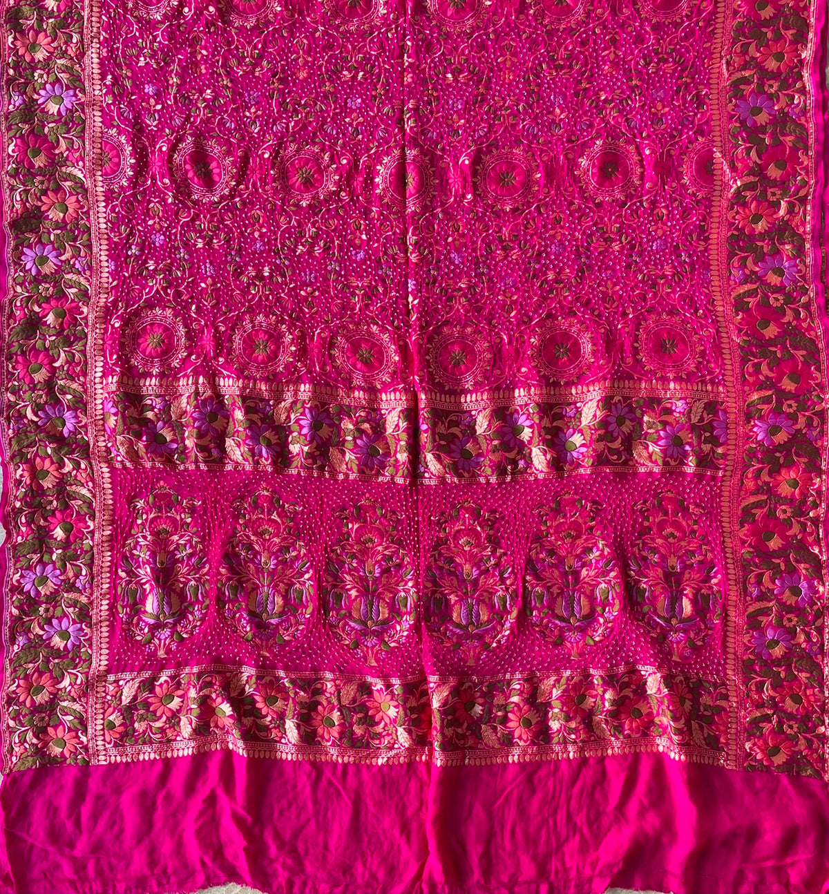 Hansika - Pink Tilfi Meenakari Bandhani Dupatta