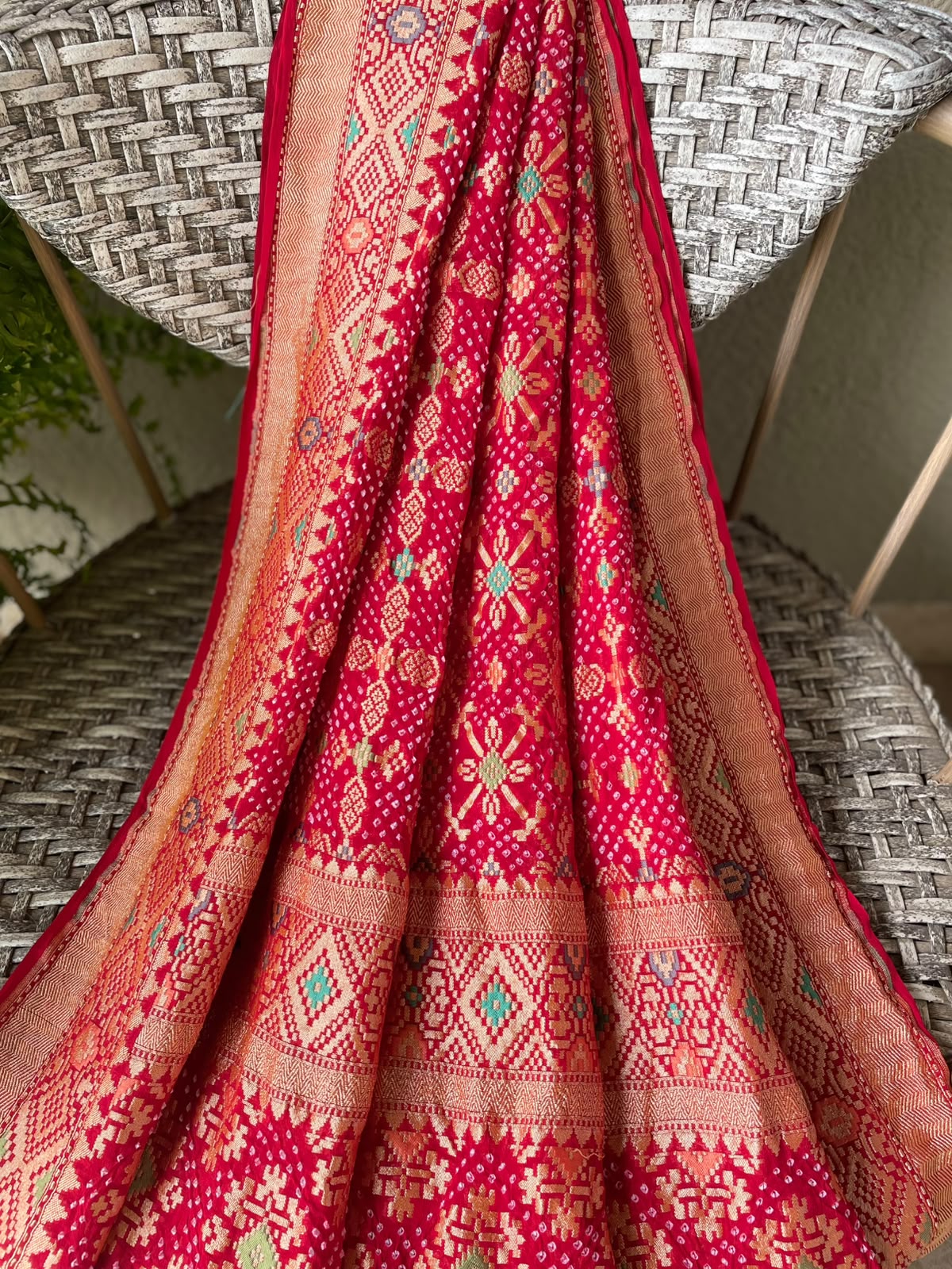 Baani - Red Meenakari Bandhani Dupatta