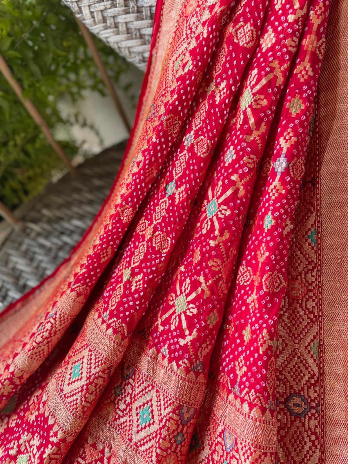 Baani - Red Meenakari Bandhani Dupatta
