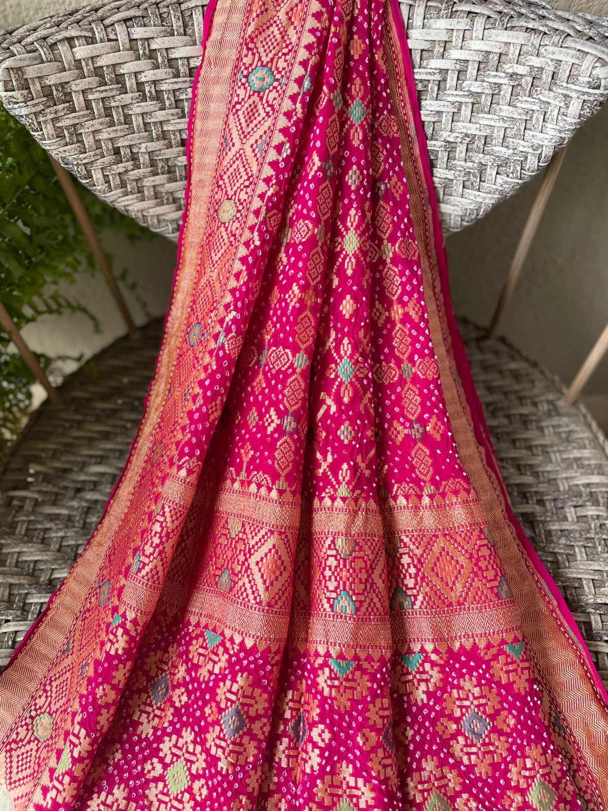 Shefali - Pink Meenakari Bandhani Dupatta