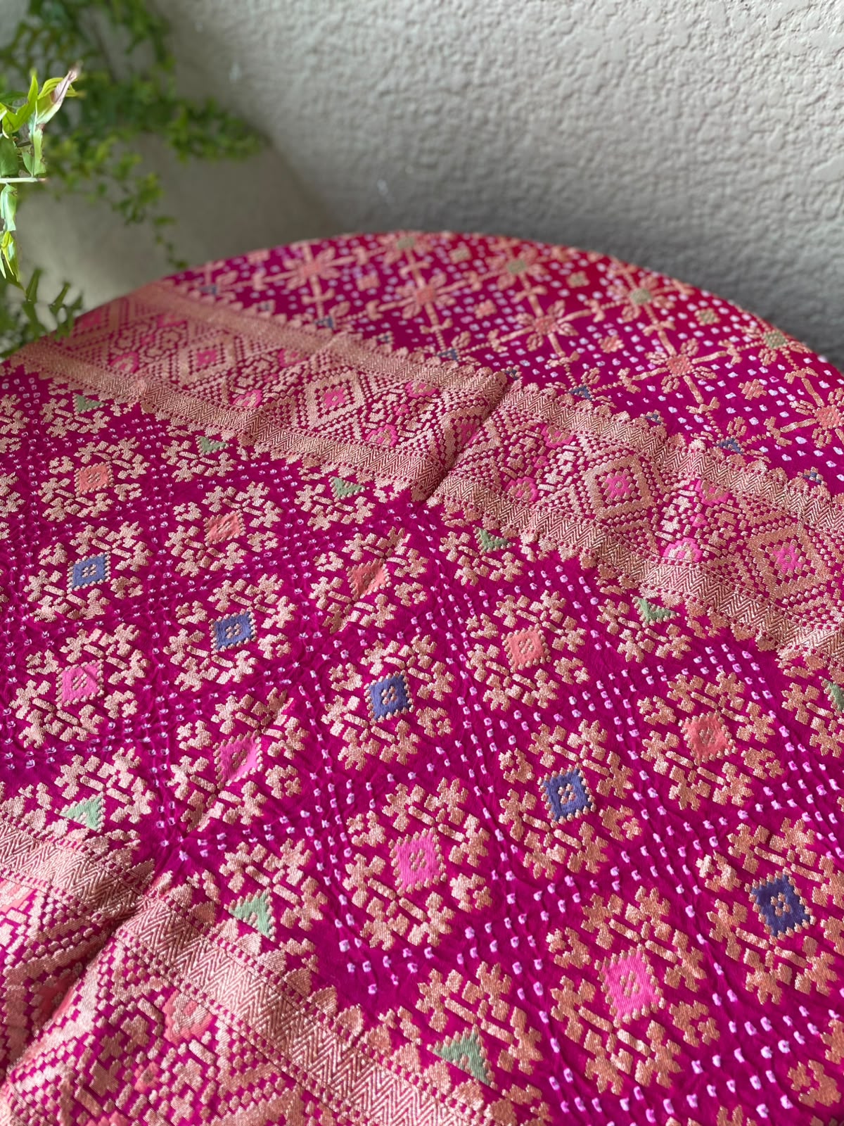 Janvi - Pink & Orange Meenakari Bandhani Dupatta