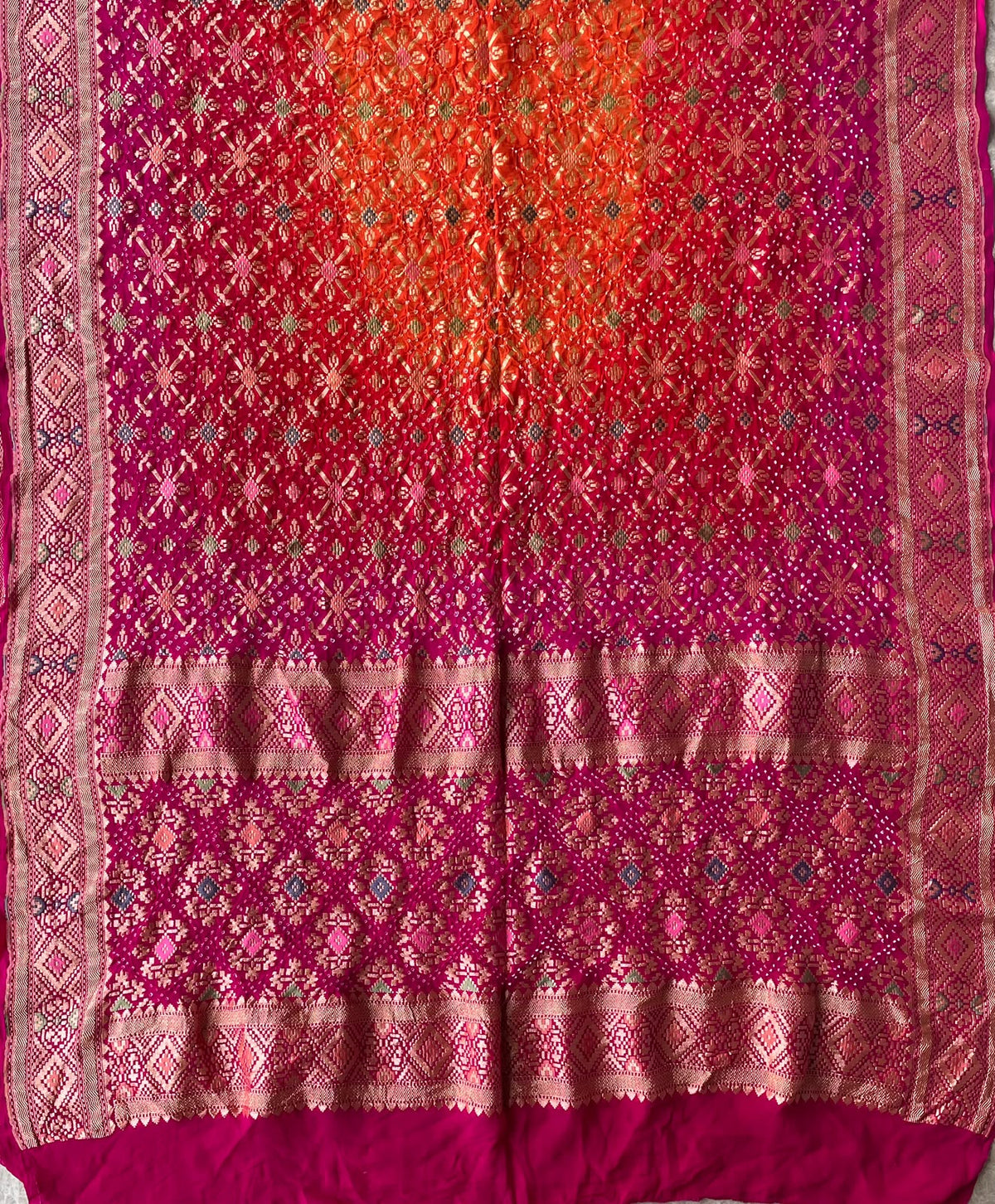 Janvi - Pink & Orange Meenakari Bandhani Dupatta