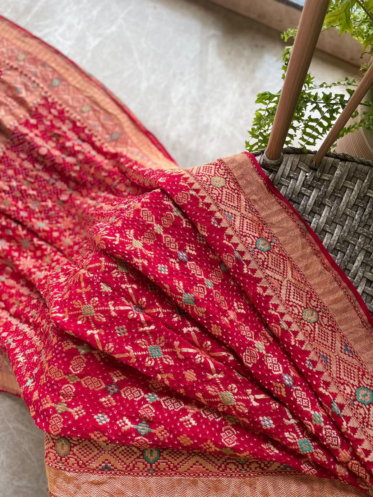 Khyati - Red Meenakari Bandhani Saree