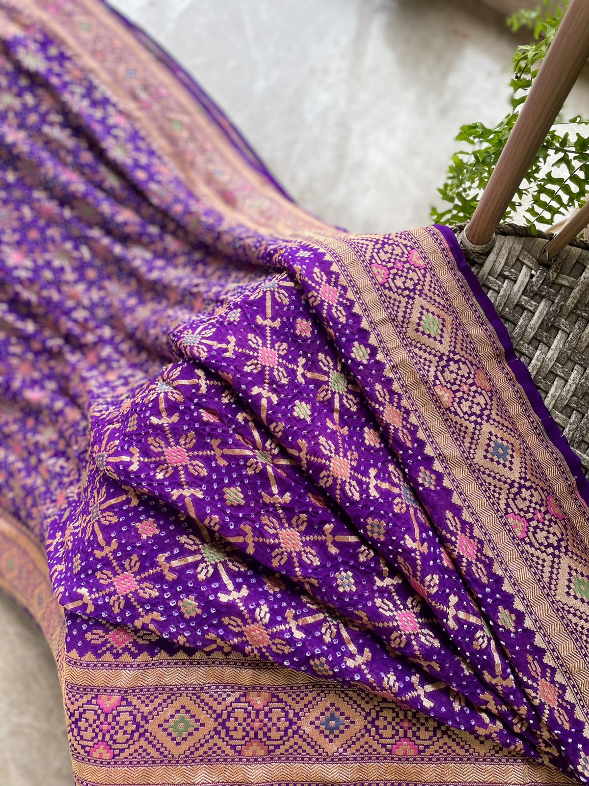 Meera - Purple Meenakari Bandhani Saree