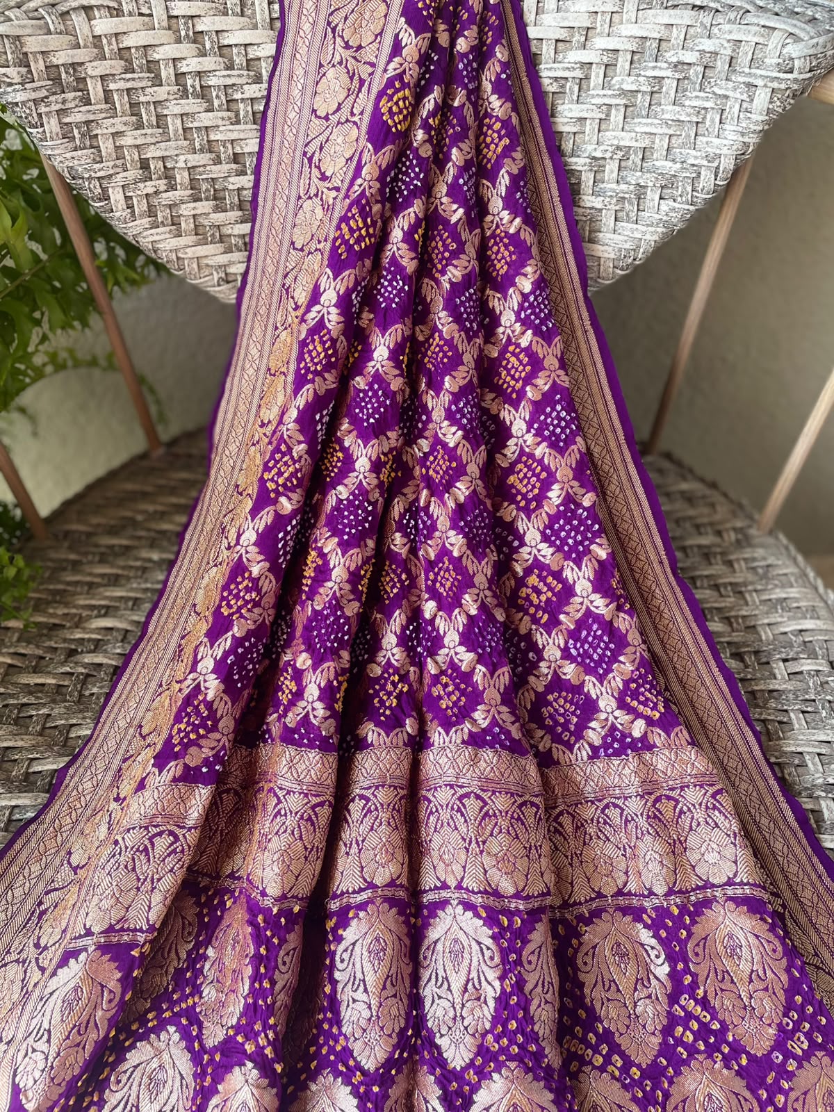 Charu - Purple Bandhani Banarasi Dupatta