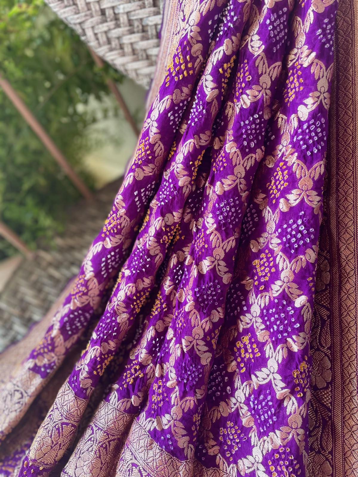 Charu - Purple Bandhani Banarasi Dupatta