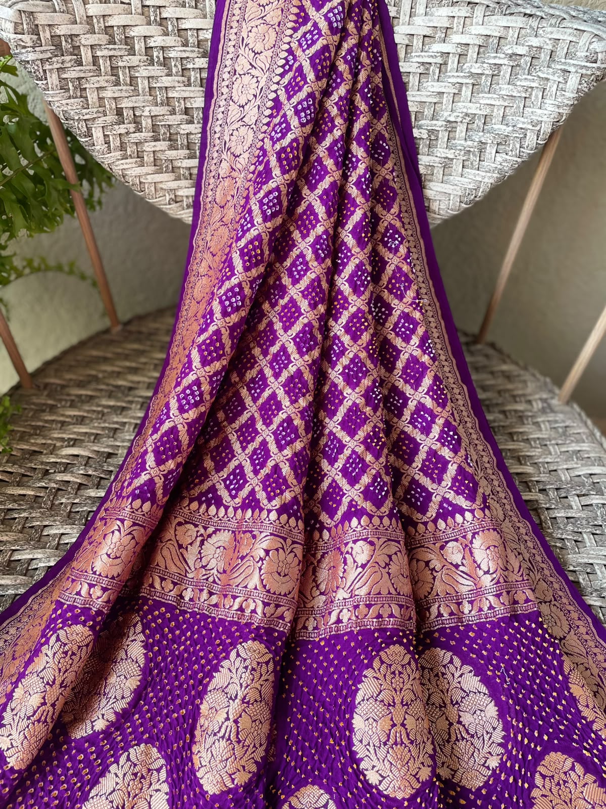 Joyita - Purple Bandhani Banarasi Dupatta