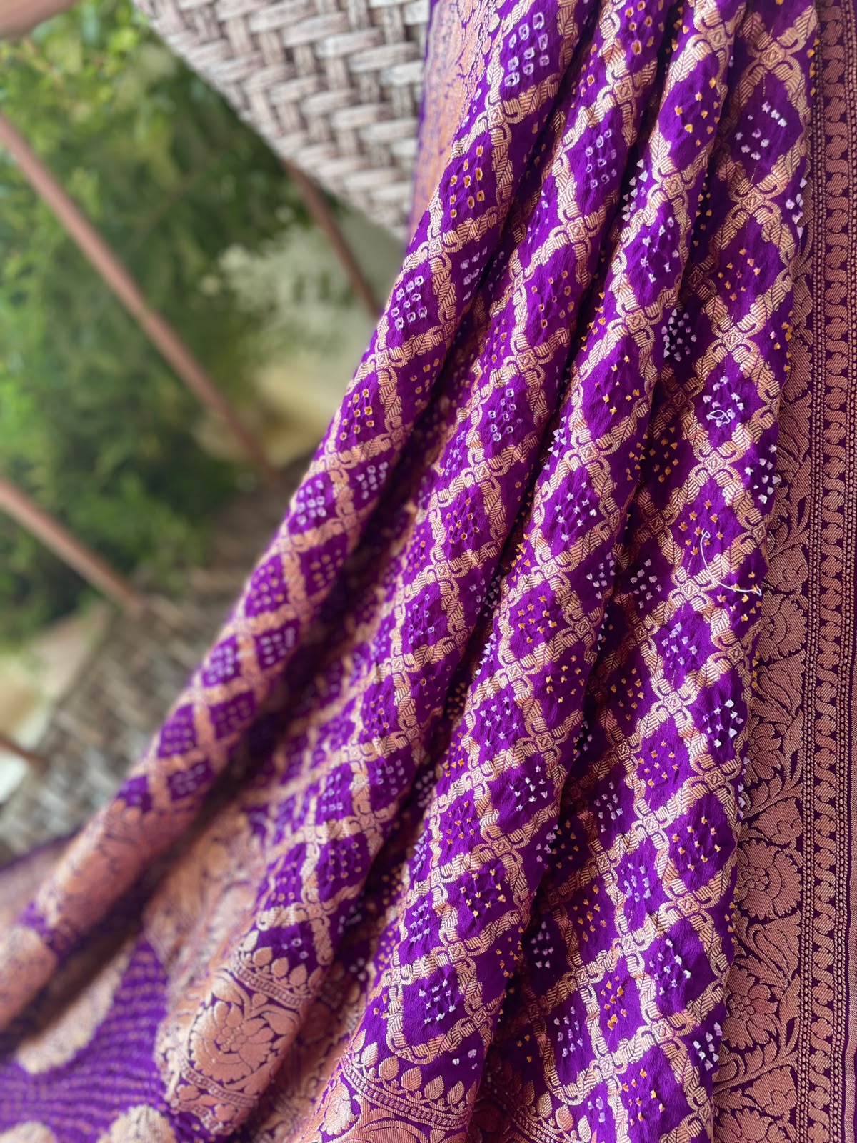 Joyita - Purple Bandhani Banarasi Dupatta