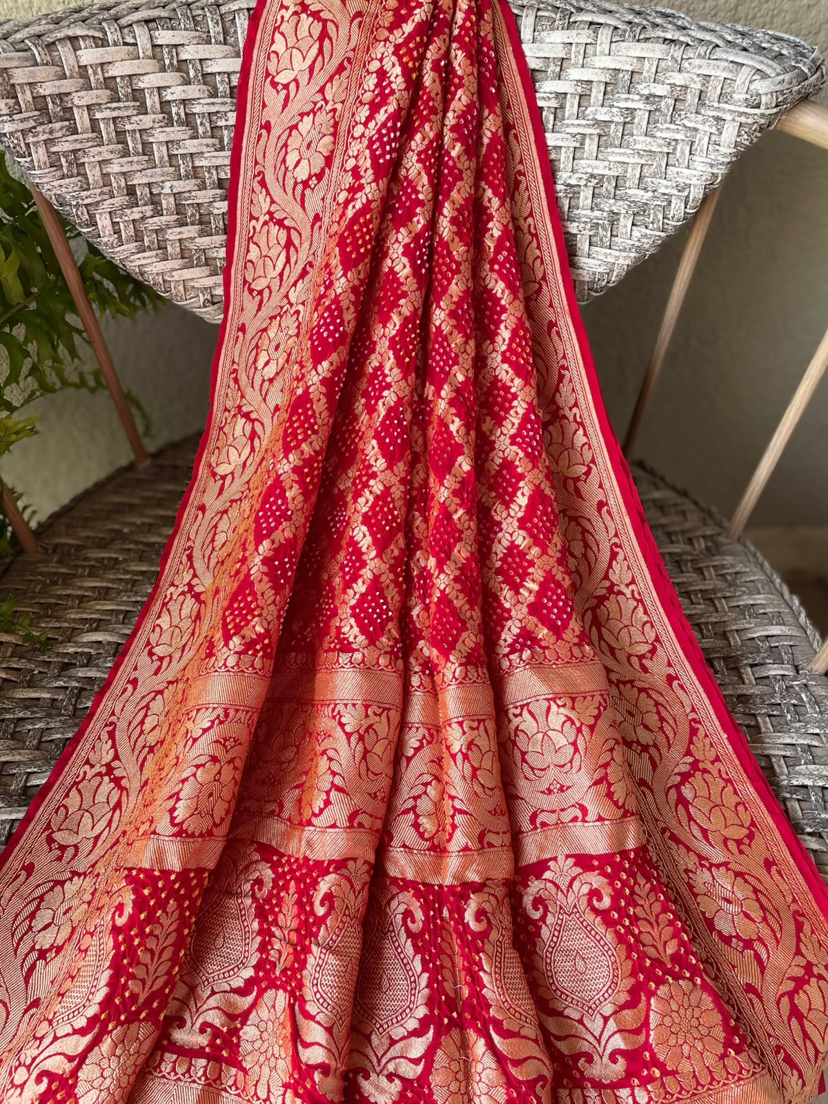 Trupti - Red Bandhani Banarasi Dupatta