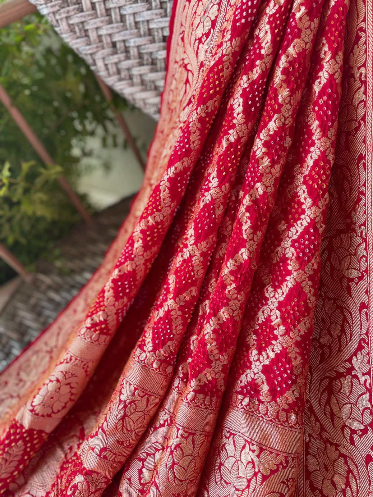 Trupti - Red Bandhani Banarasi Dupatta