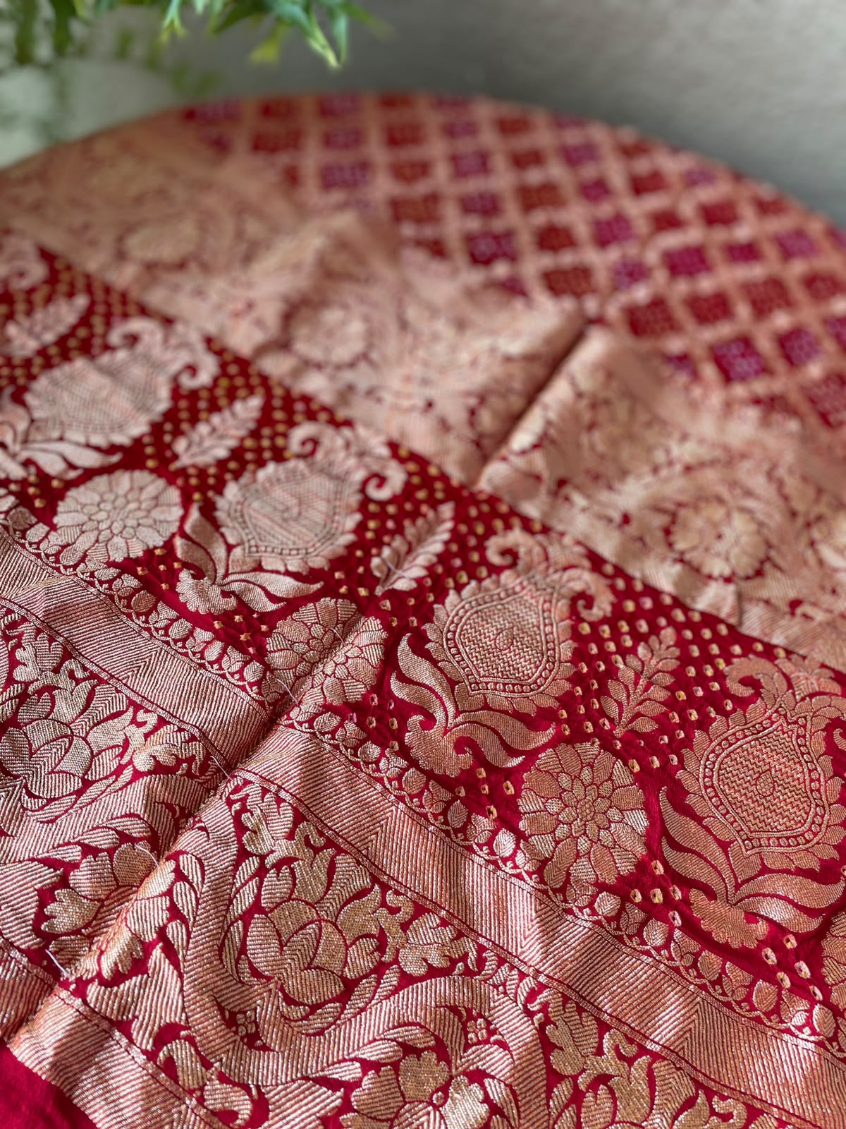 Trupti - Red Bandhani Banarasi Dupatta