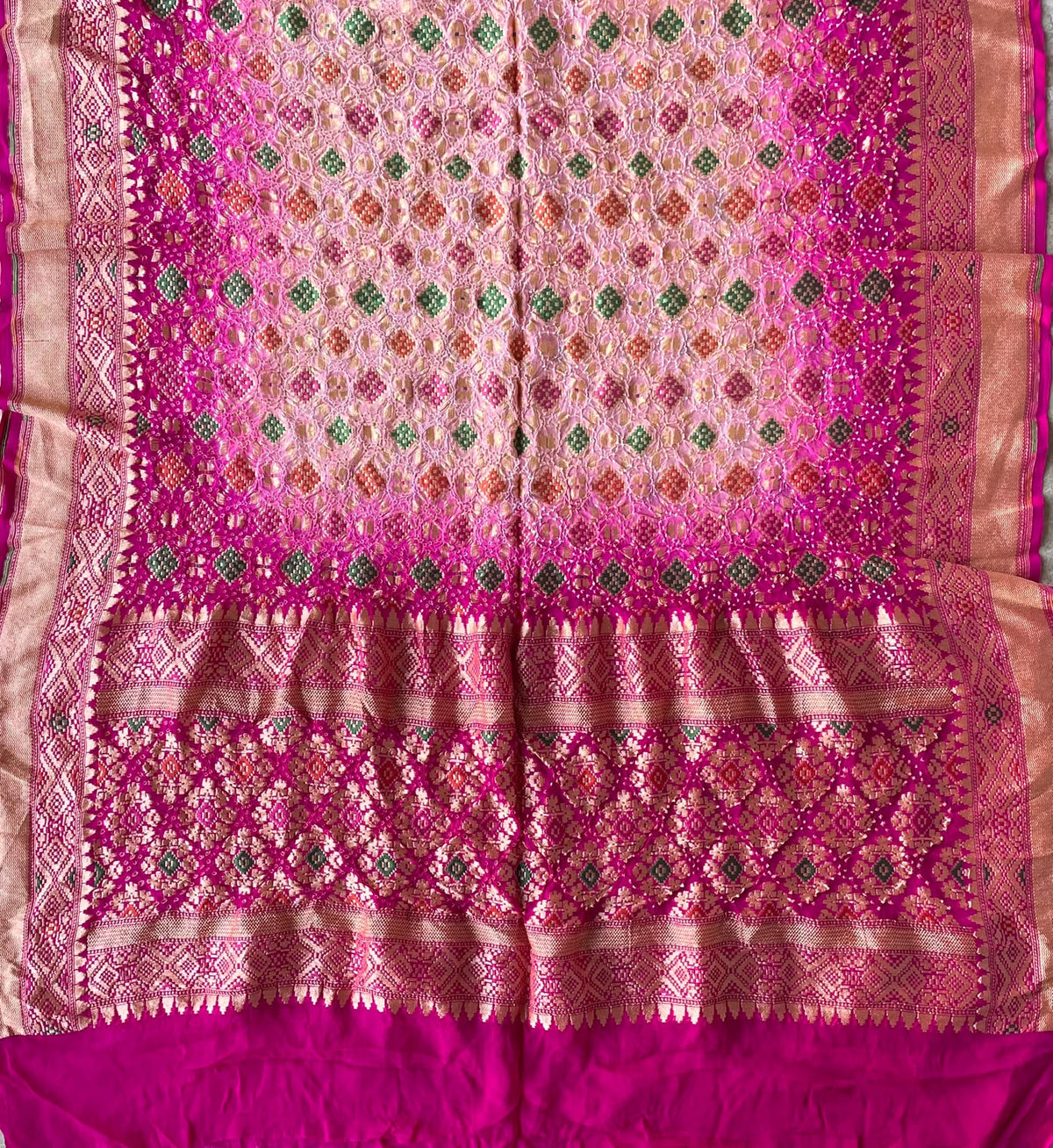 Mrinali - Pink & Peach Meenakari Bandhani Dupatta