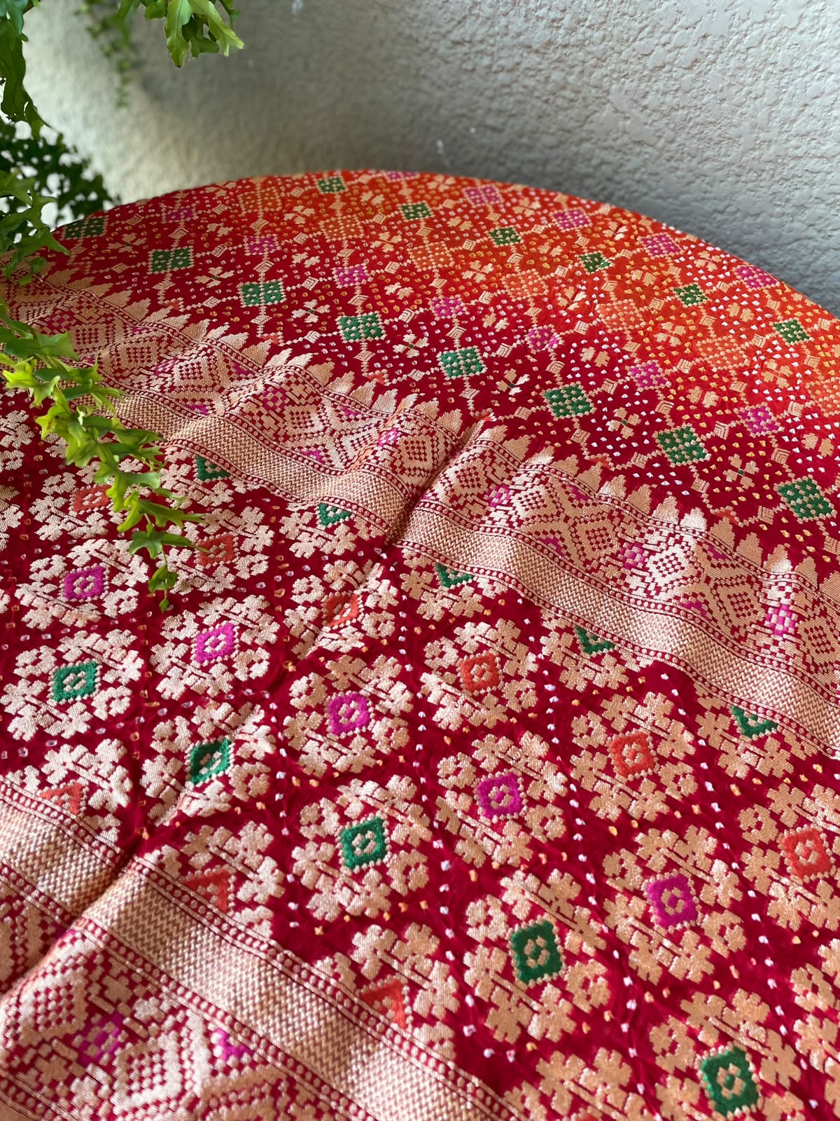 Devanshi - Red & Orange Meenakari Bandhani Dupatta