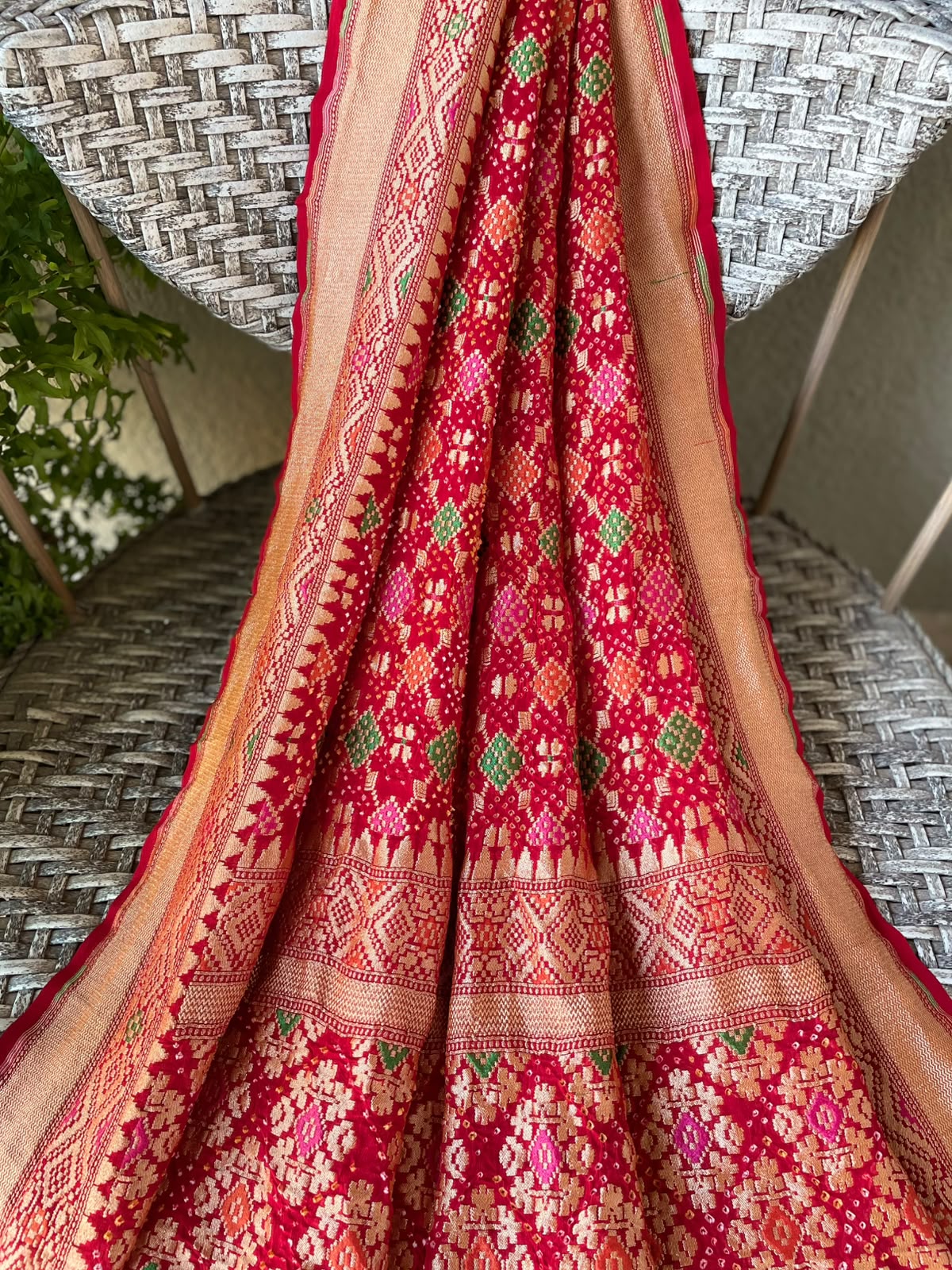 Niharika - Red Meenakari Bandhani Dupatta