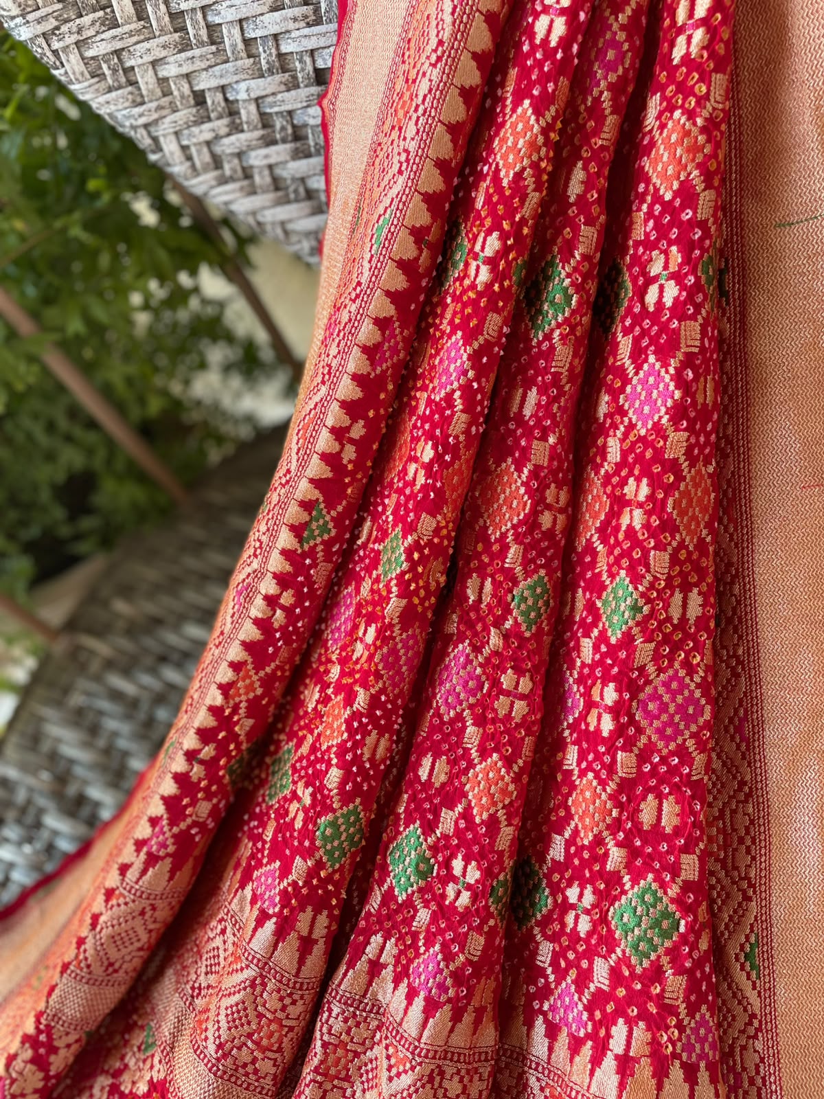 Niharika - Red Meenakari Bandhani Dupatta