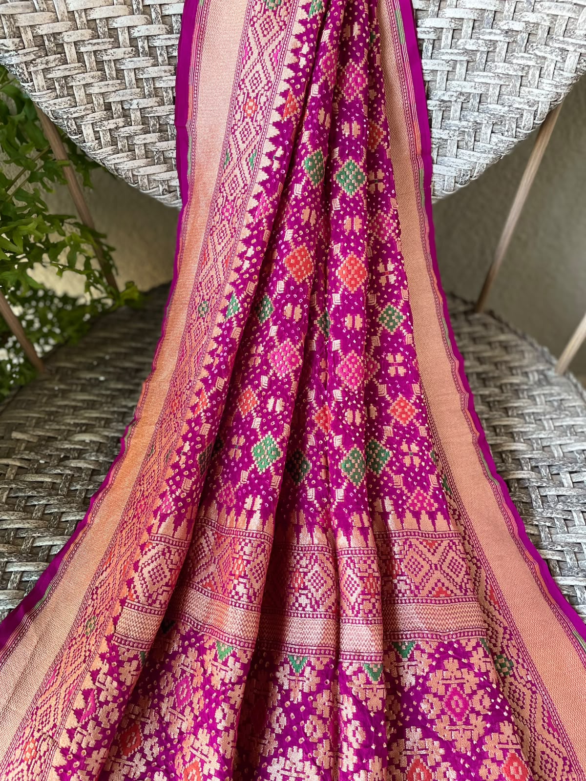 Tabassum - Magenta Meenakari Bandhani Dupatta