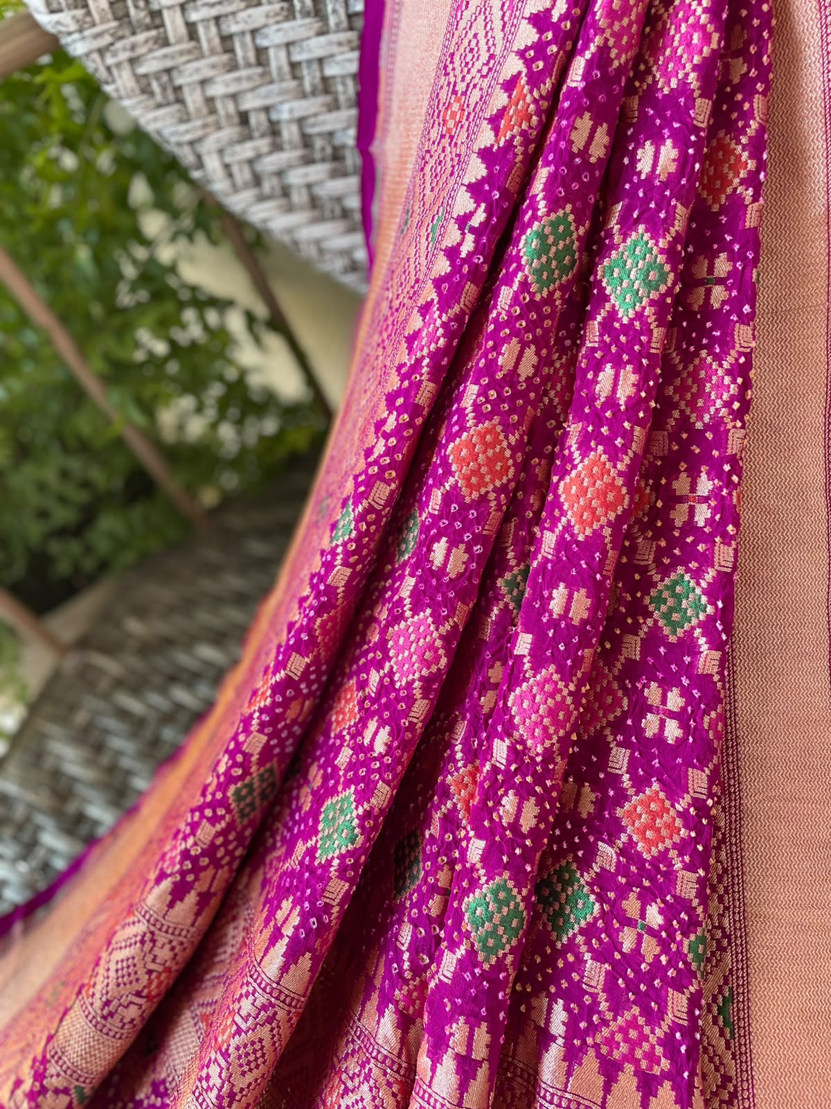 Tabassum - Magenta Meenakari Bandhani Dupatta