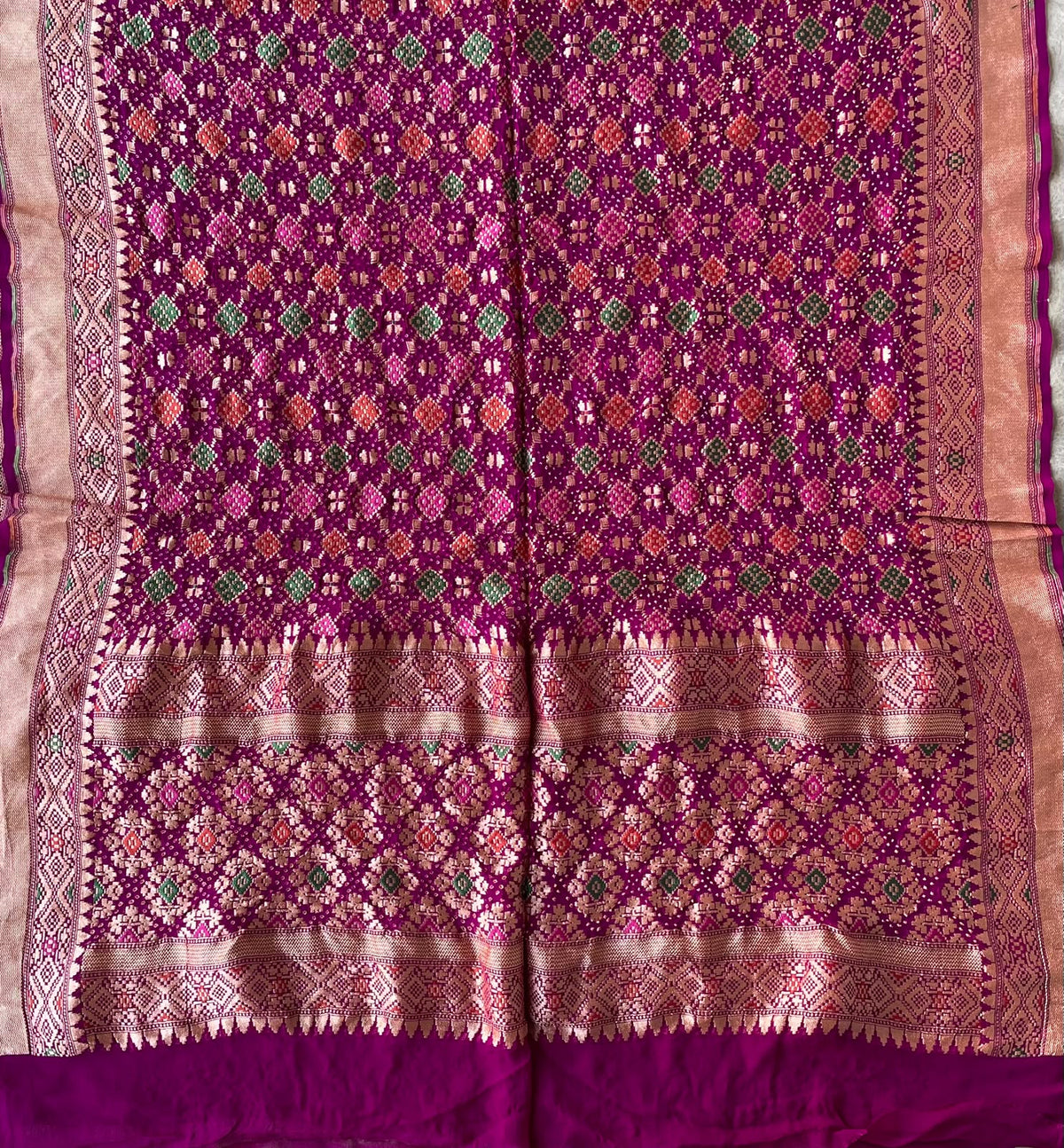 Tabassum - Magenta Meenakari Bandhani Dupatta
