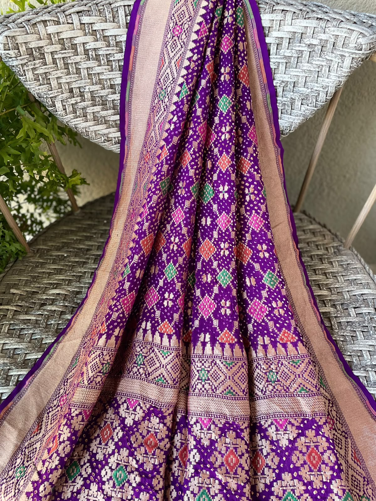 Shaurya - Purple Meenakari Bandhani Dupatta