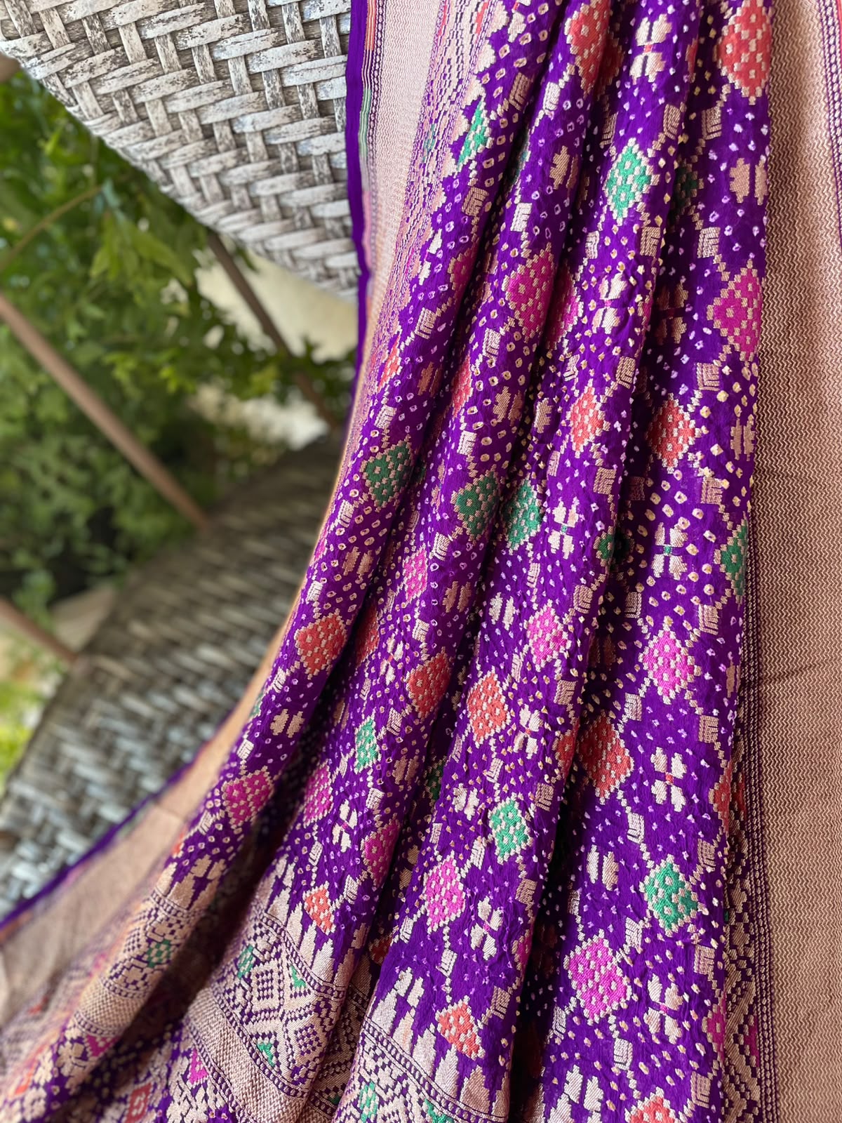 Shaurya - Purple Meenakari Bandhani Dupatta