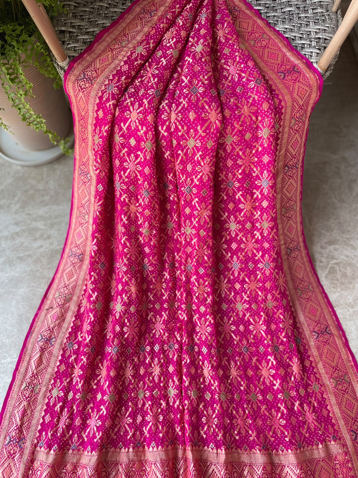 Arika - Pink Meenakari Bandhani Saree