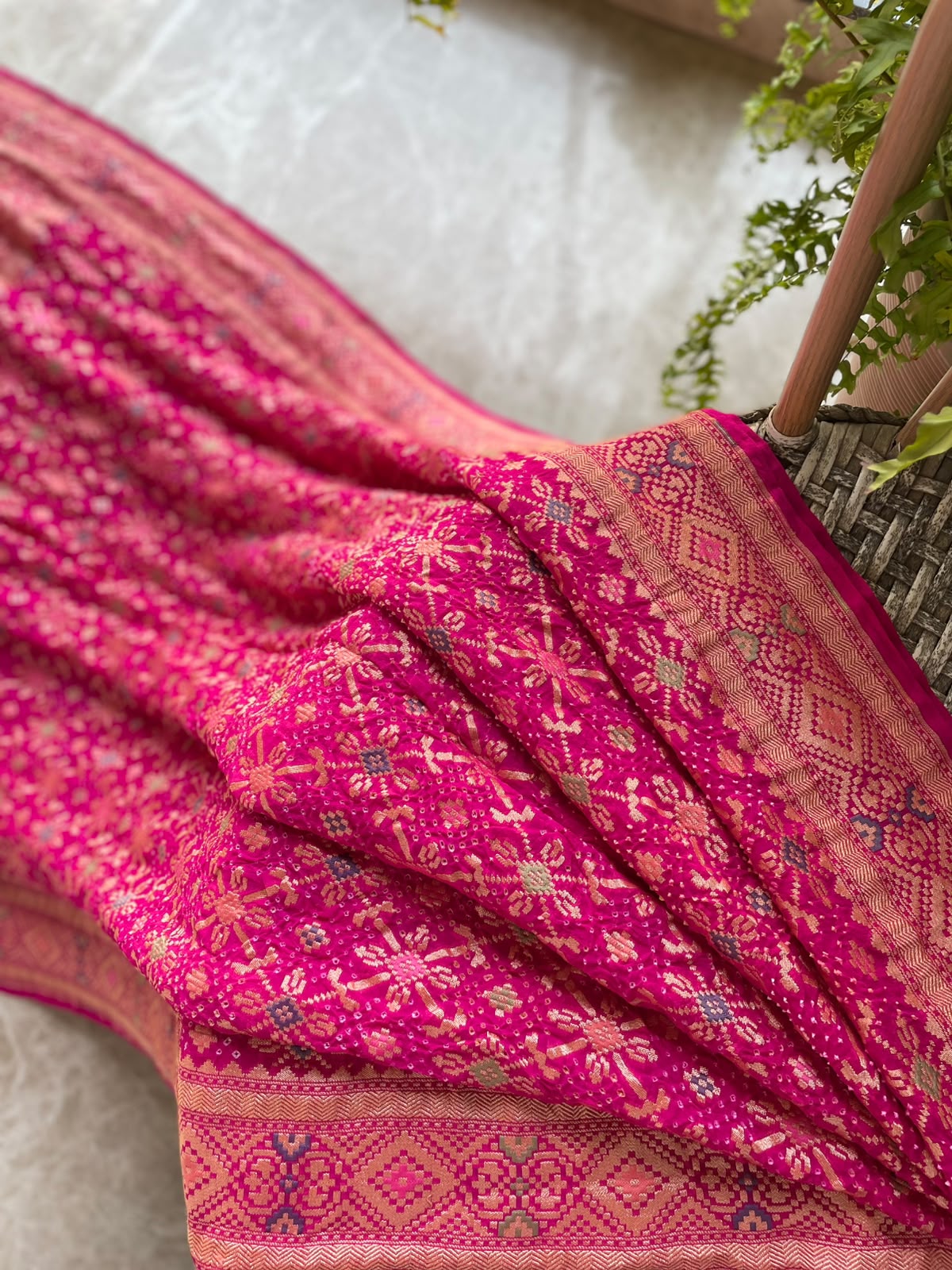 Arika - Pink Meenakari Bandhani Saree